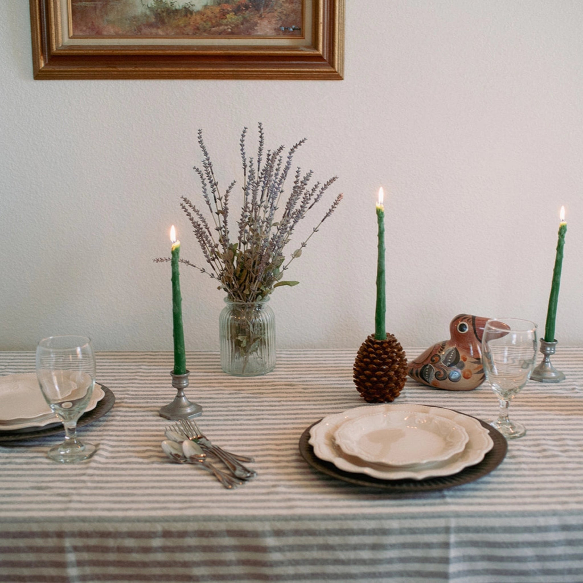 Beeswax Asparagus Taper Candle | Pair