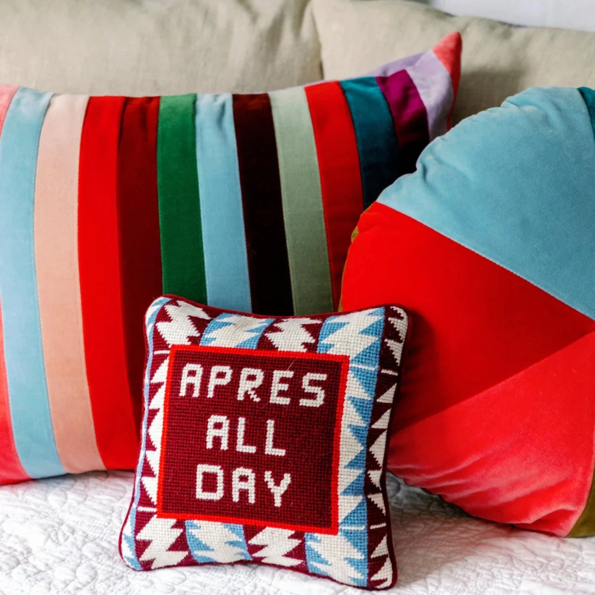 APRES SKI NEEDLEPOINT PILLOW