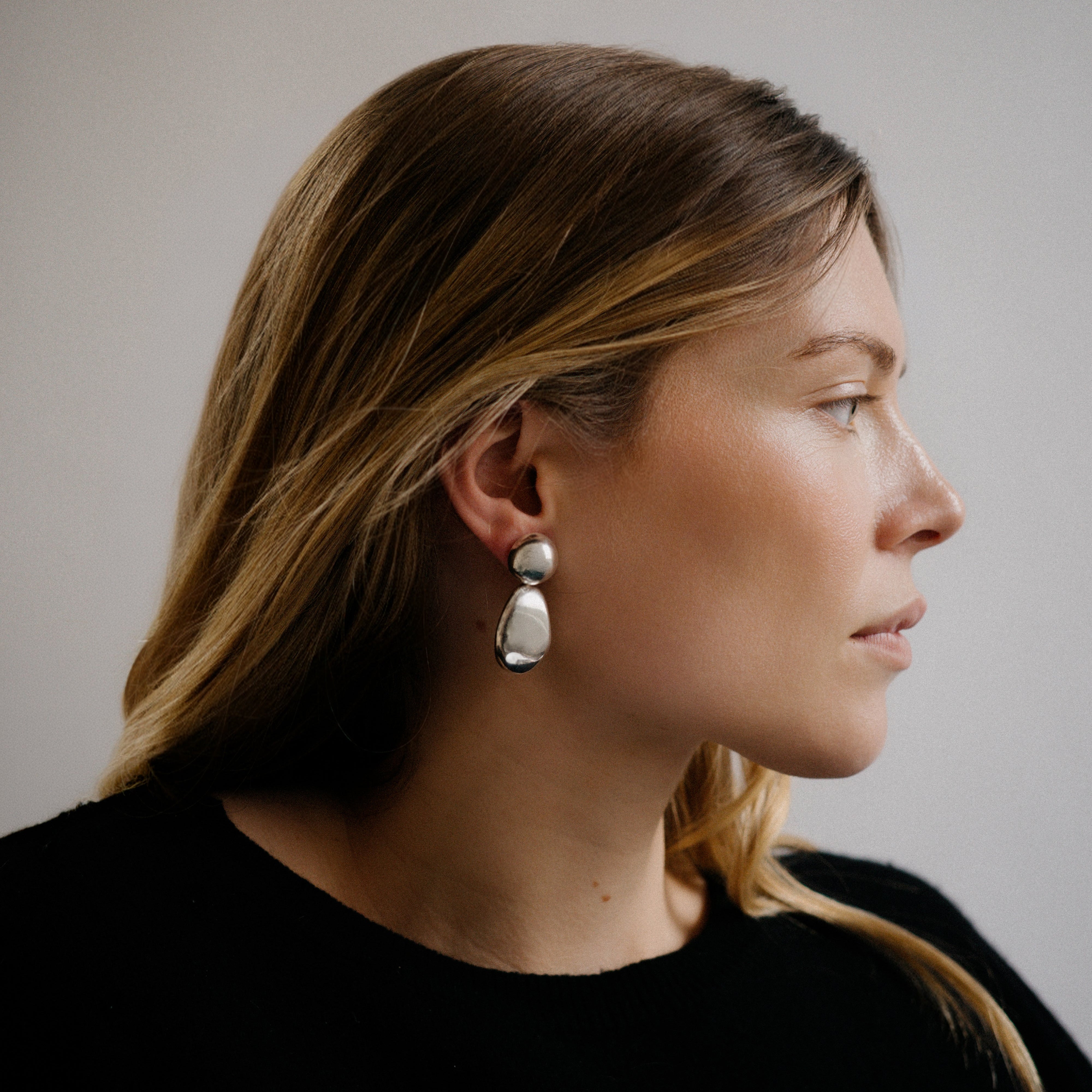 Sterling Silver Pebble Earrings