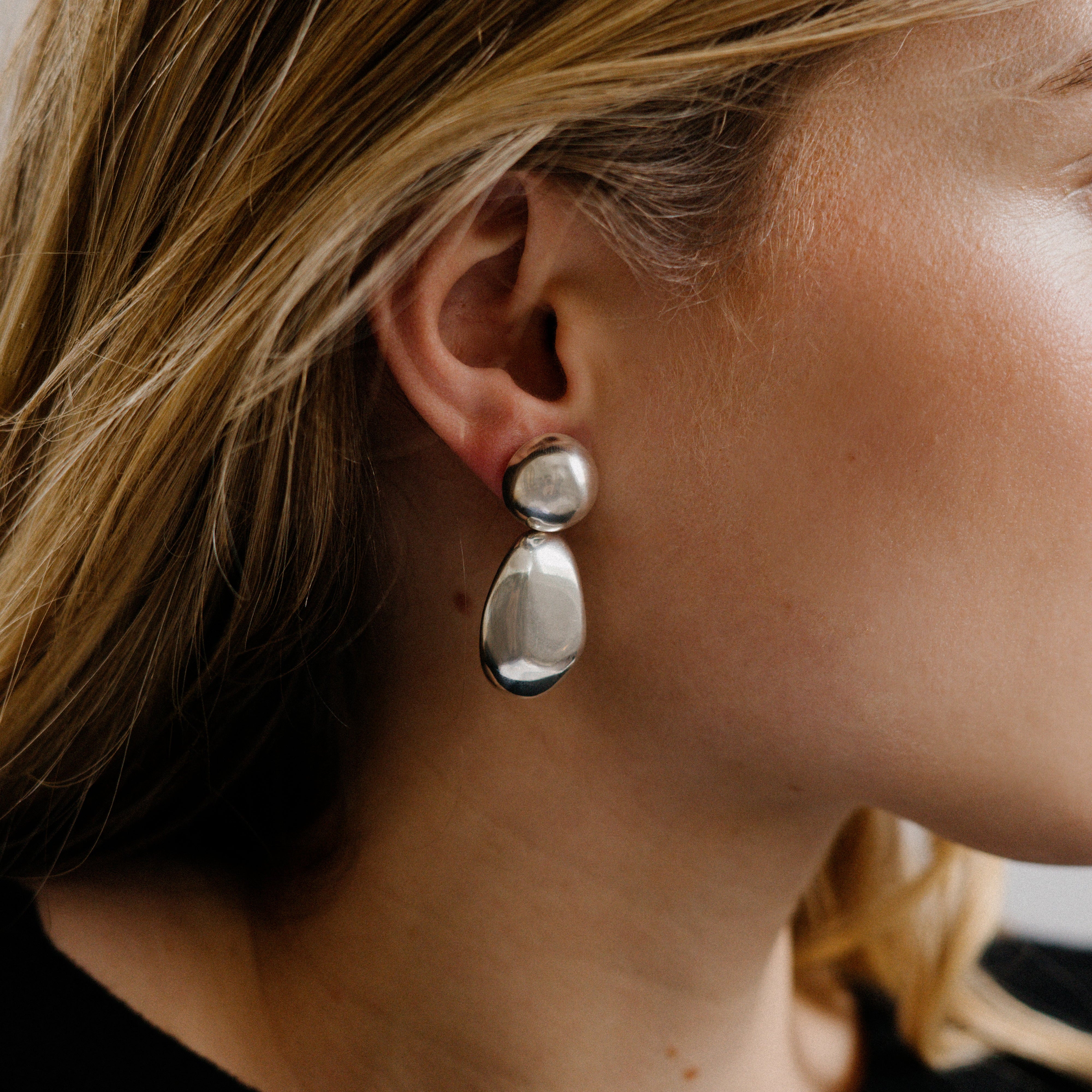 Sterling Silver Pebble Earrings