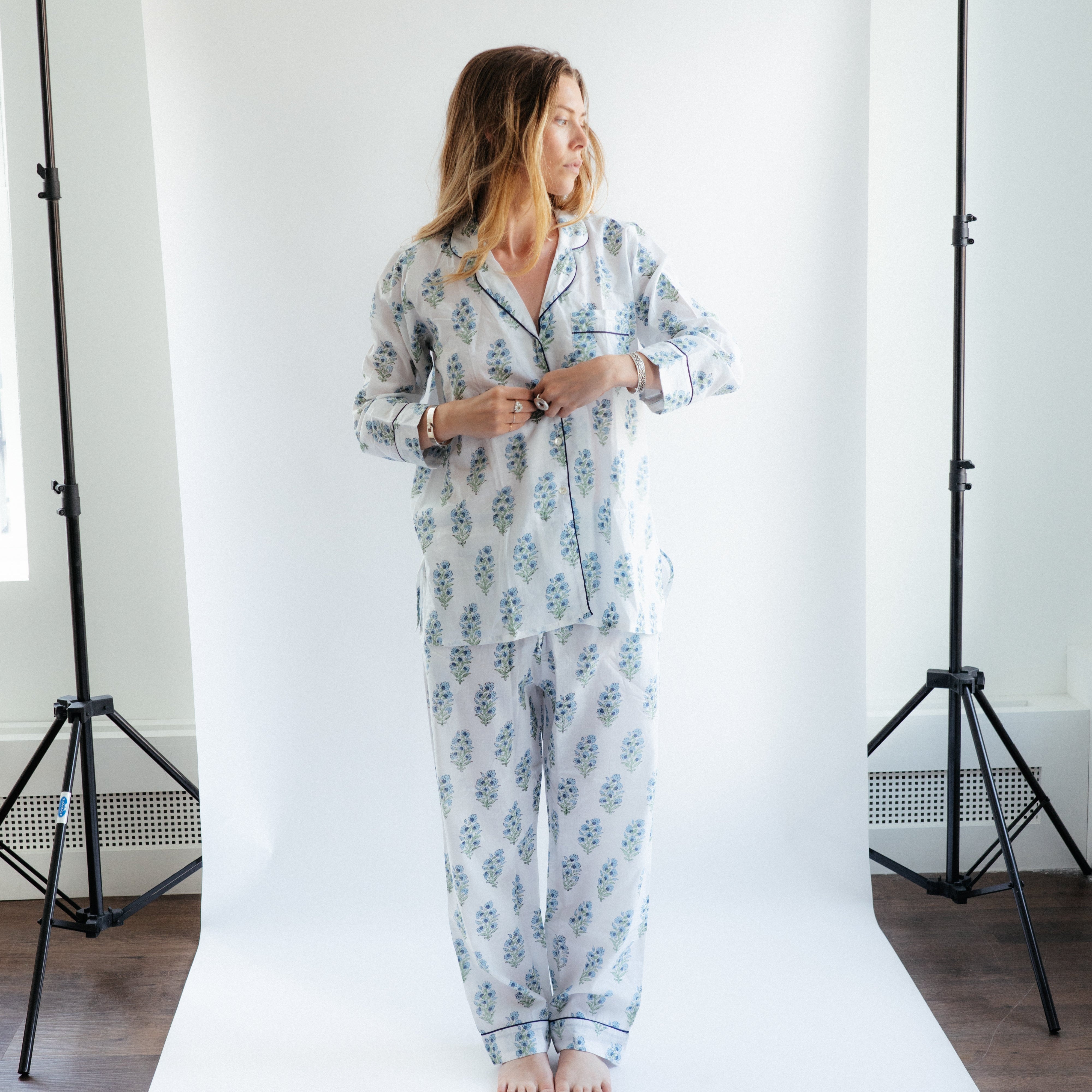 Long PJ Set - White/Blue/Green