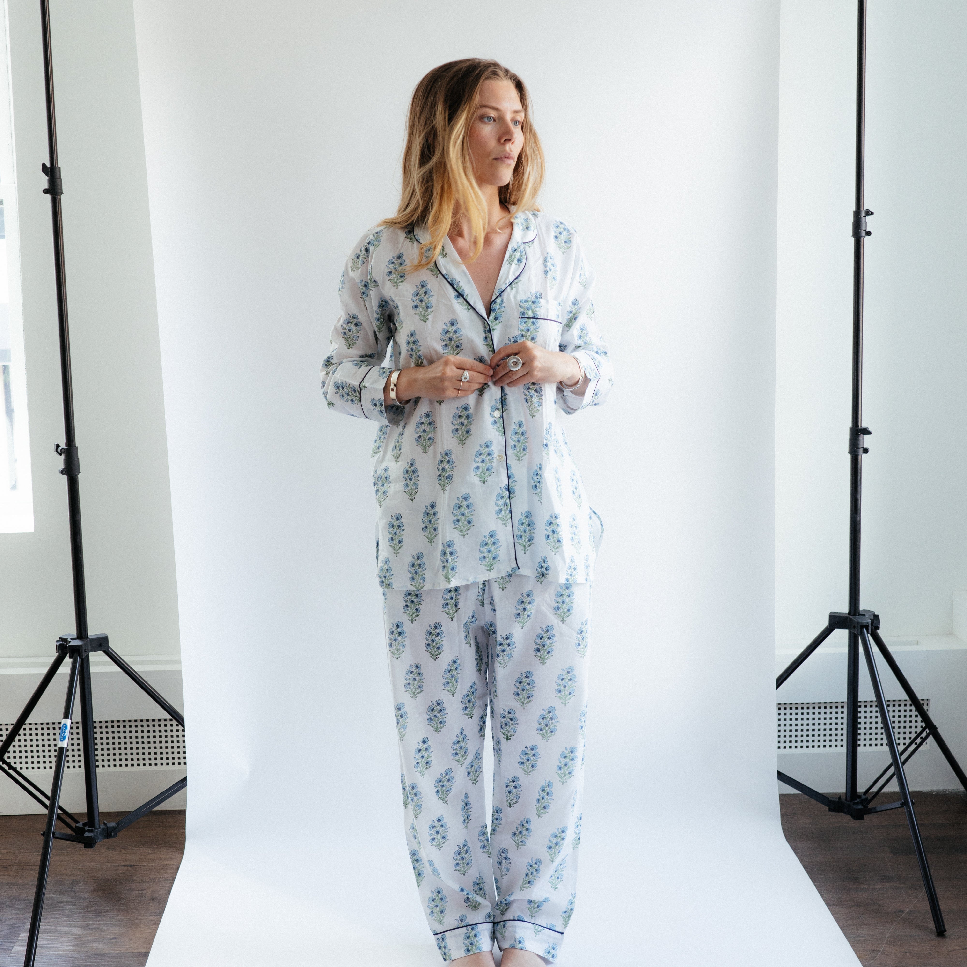 Long PJ Set - White/Blue/Green