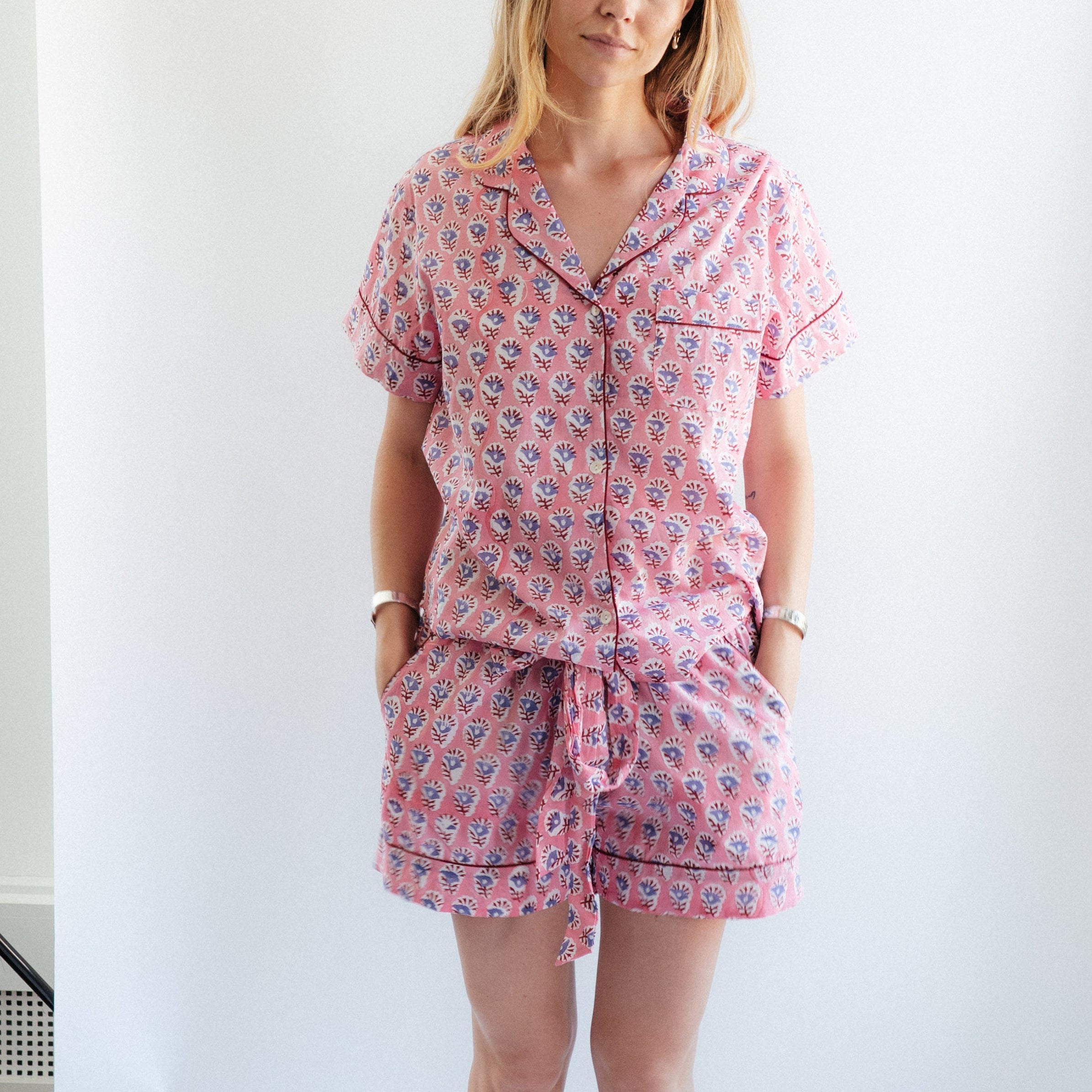 Short PJ Set - Pink Flower