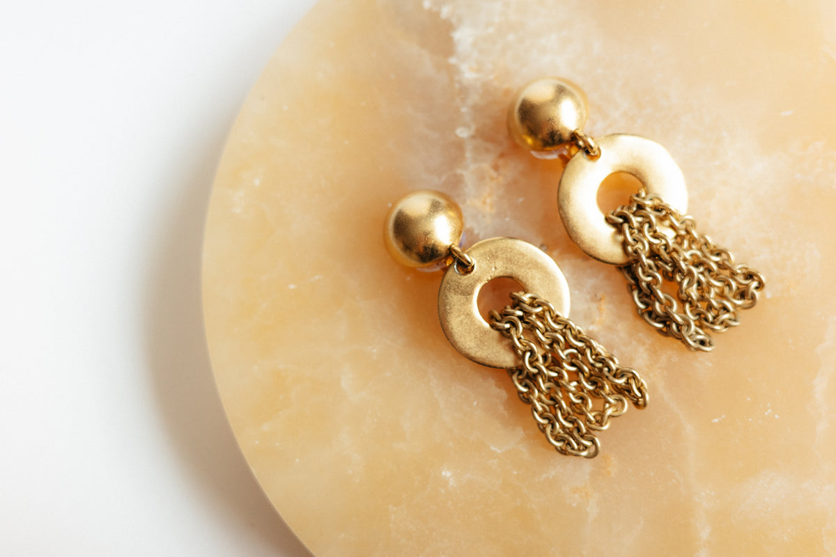 Vintage Chain Dangle Earrings (Erwin Pearl)