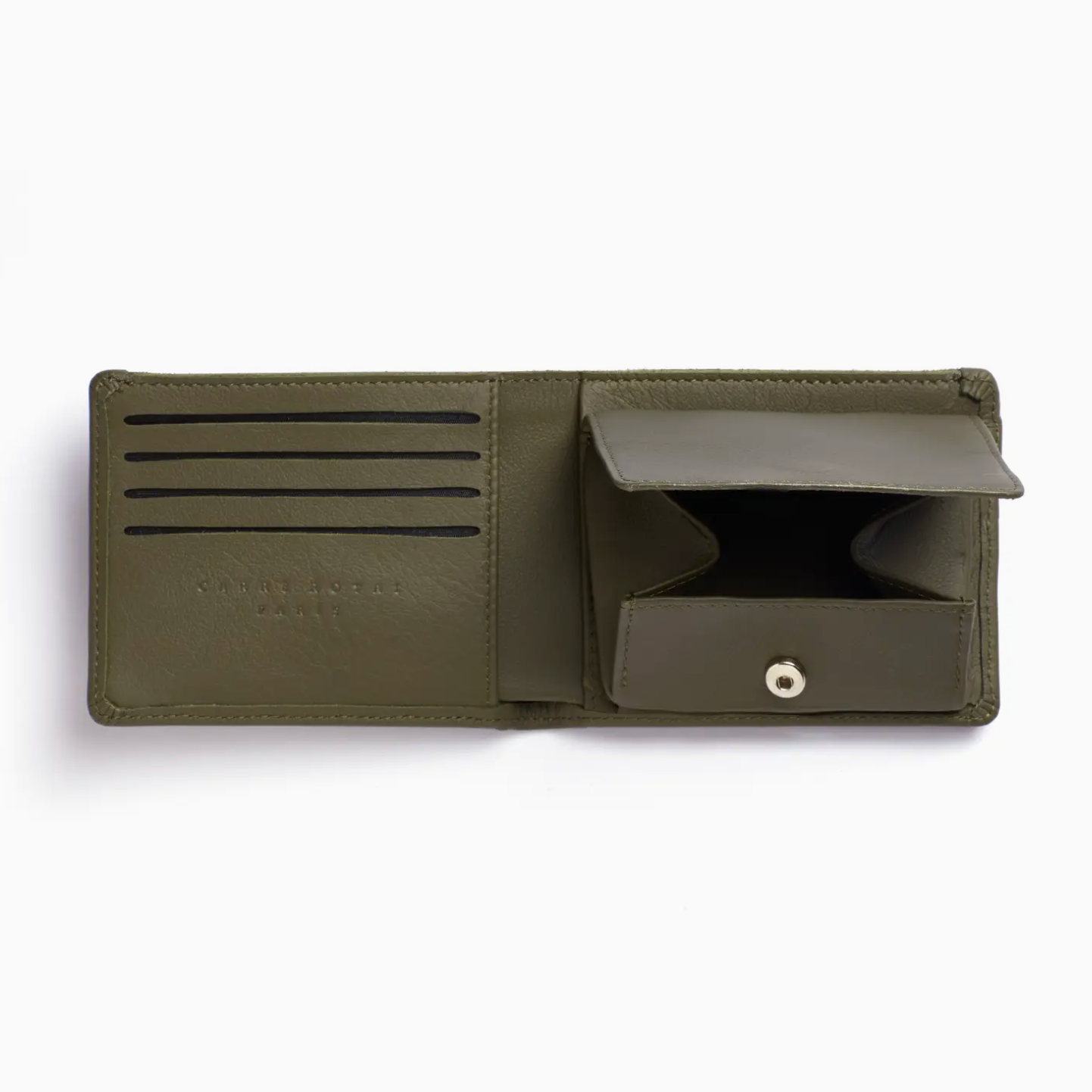 Khaki Minimalist Wallet With Coin Pocket