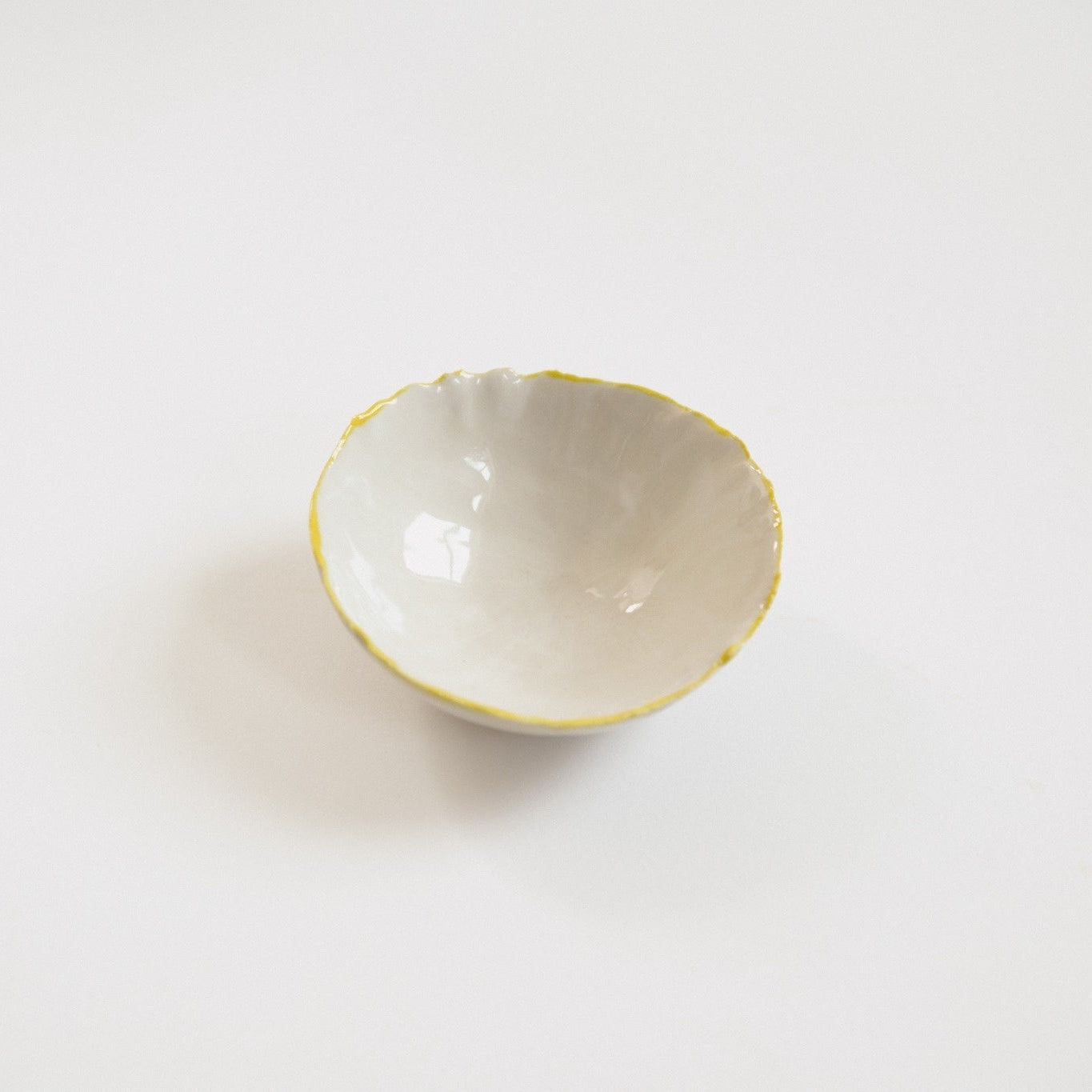 Torn Eggshell Dish | Yellow Rim