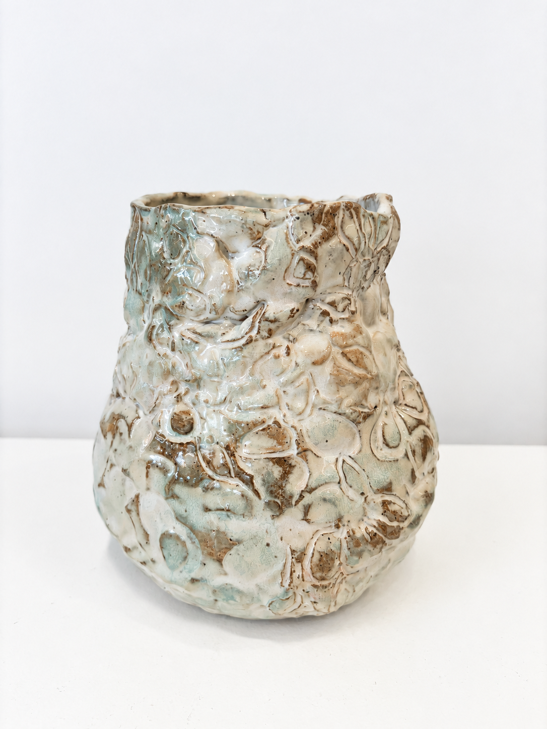 Large White Floral Vase