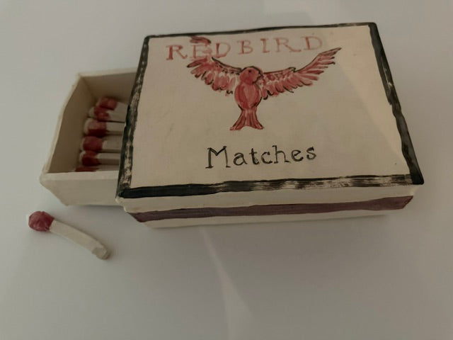Large Redbird ceramic box of matches