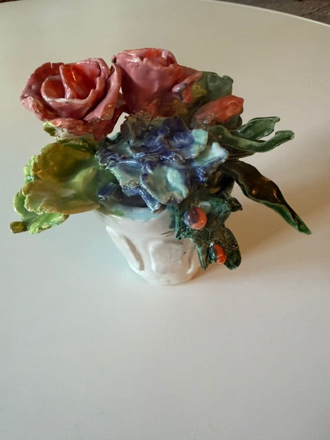 Ceramic flower tchotchke white