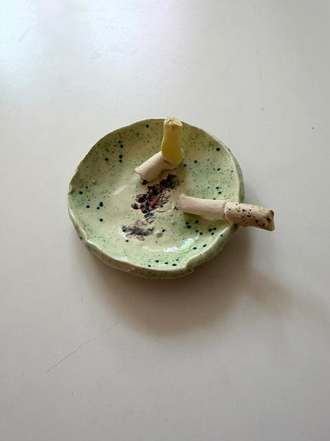 Small ceramic ashtray green