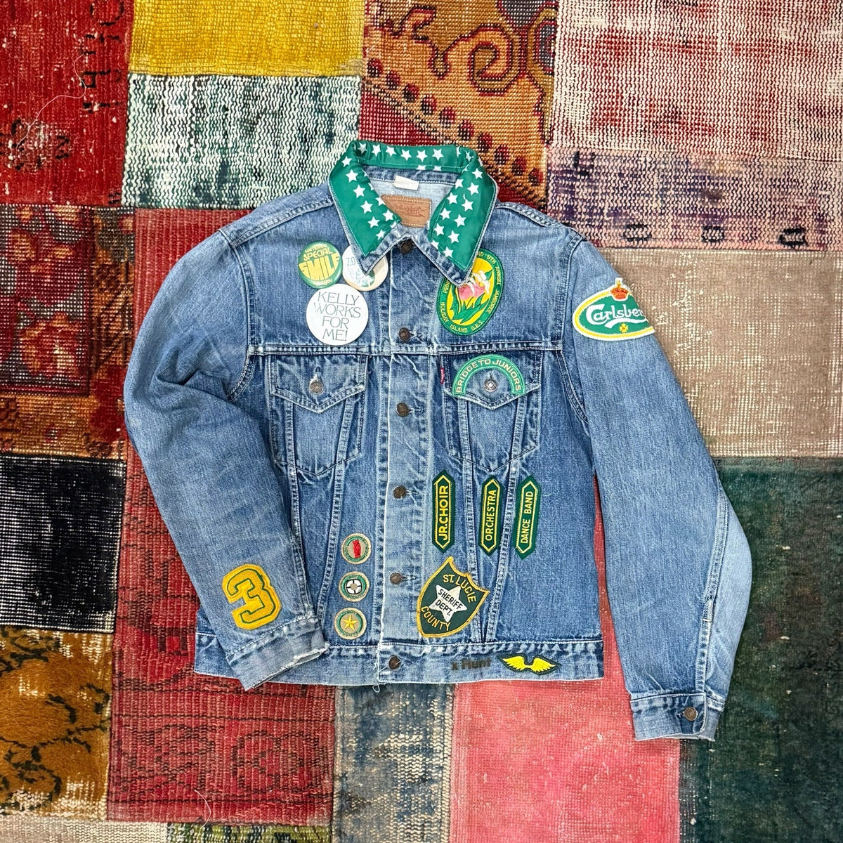 Patched Denim Jackets - Kelly