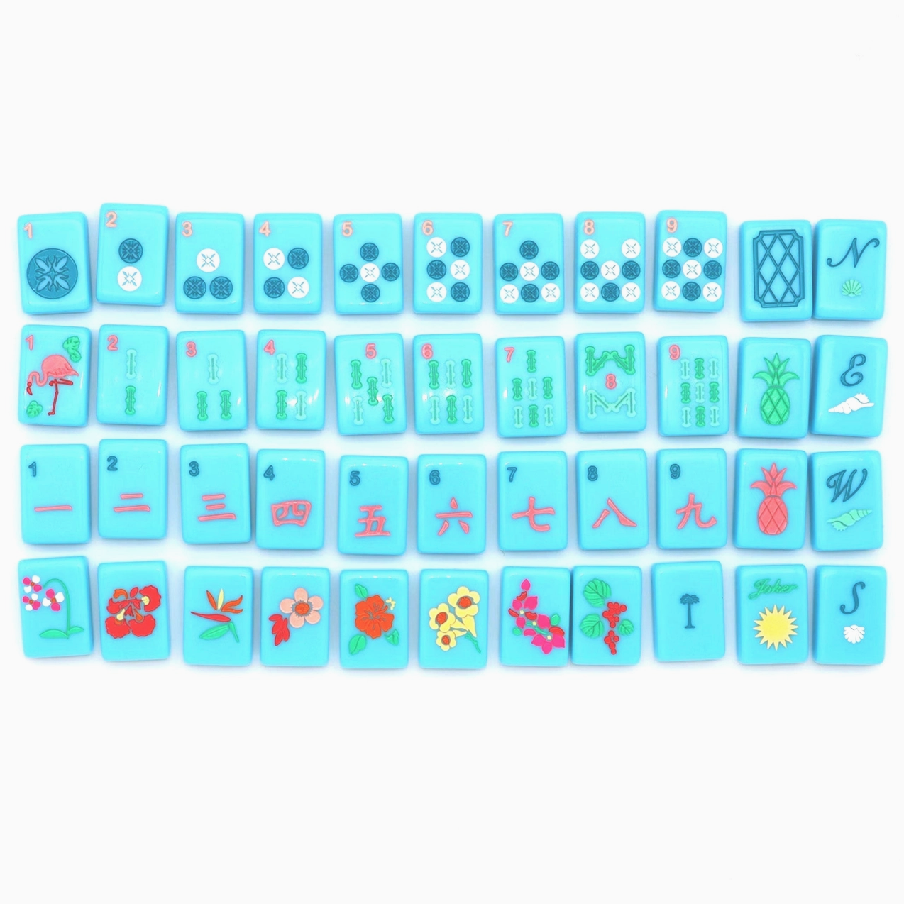 Bright Blue Island Mahjong Tiles