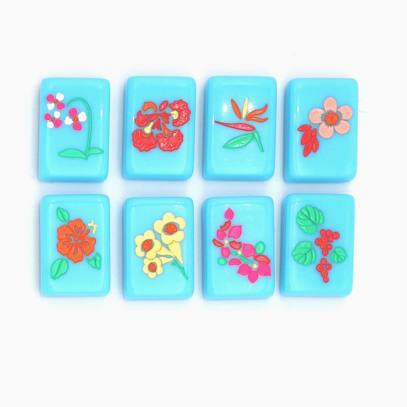 Bright Blue Island Mahjong Tiles