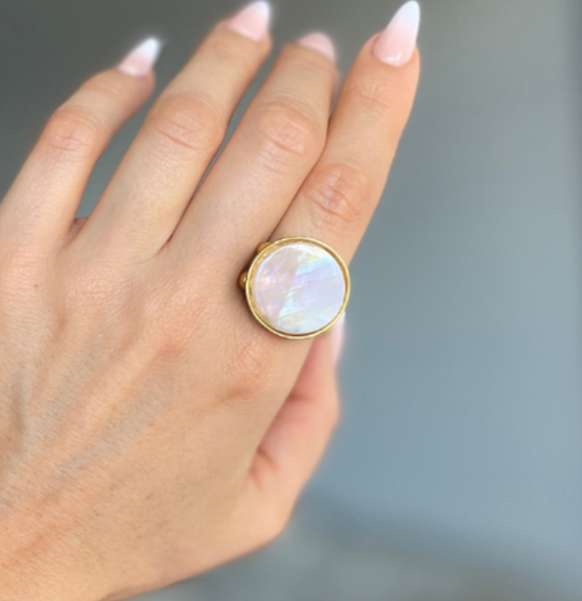 Rainbow Moonstone Ring