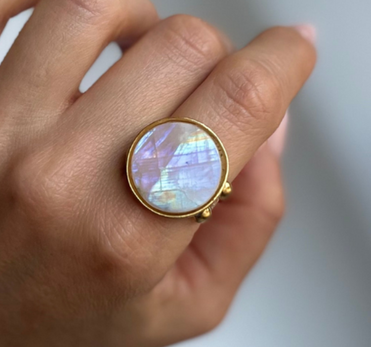 Rainbow Moonstone Ring