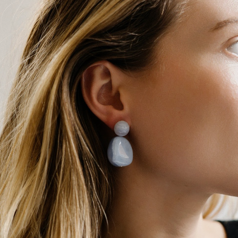 Chalcedony Pebble Earrings