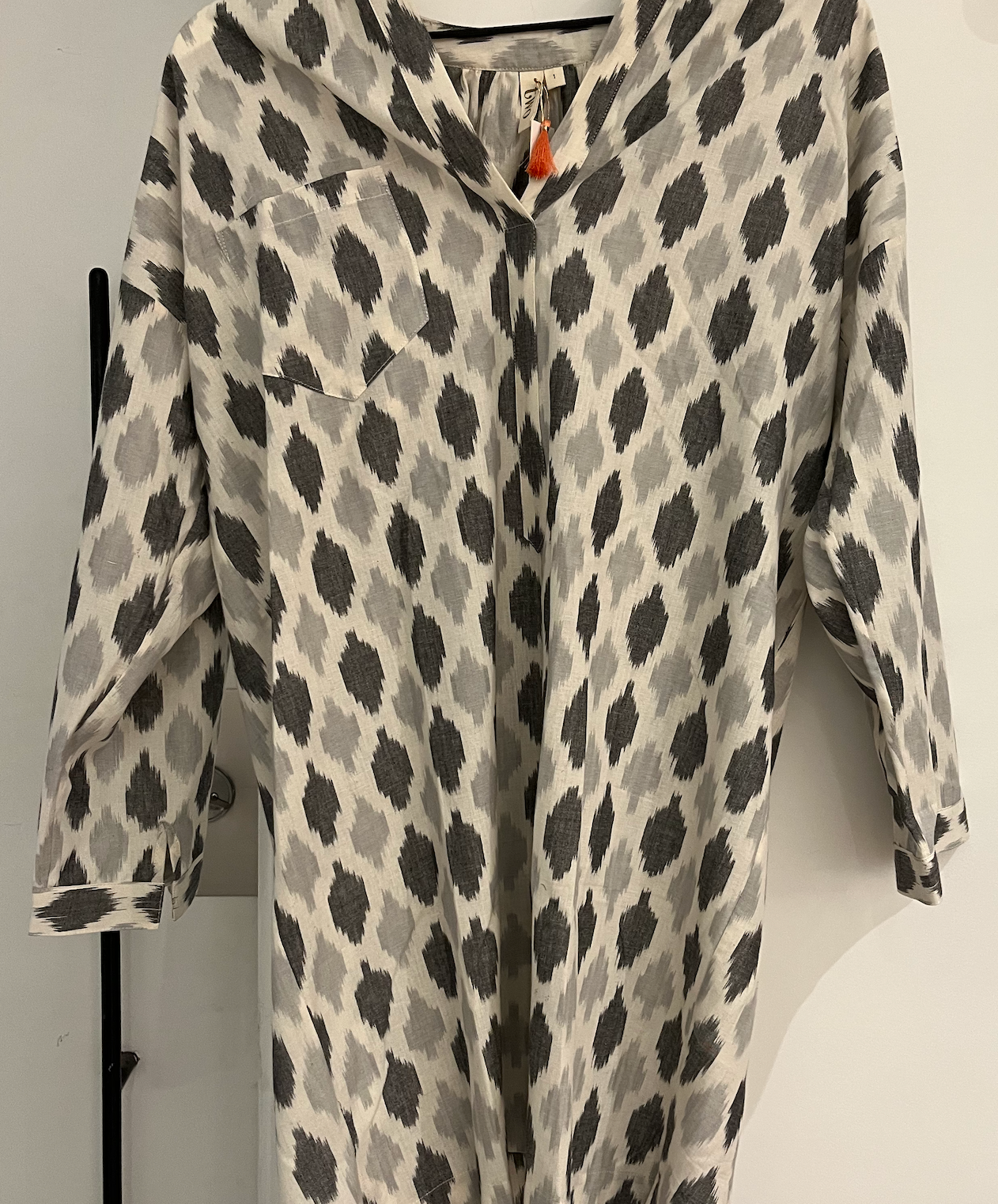 Ikat Tunic - Grey/White