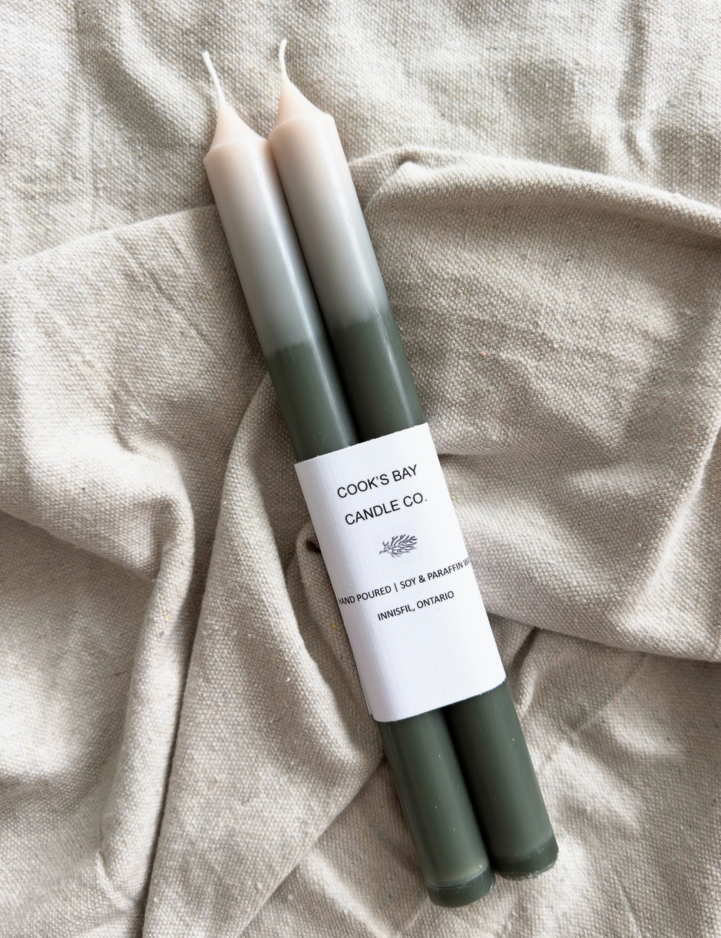 Sage Two Tone Ombre Taper Candle - set of two