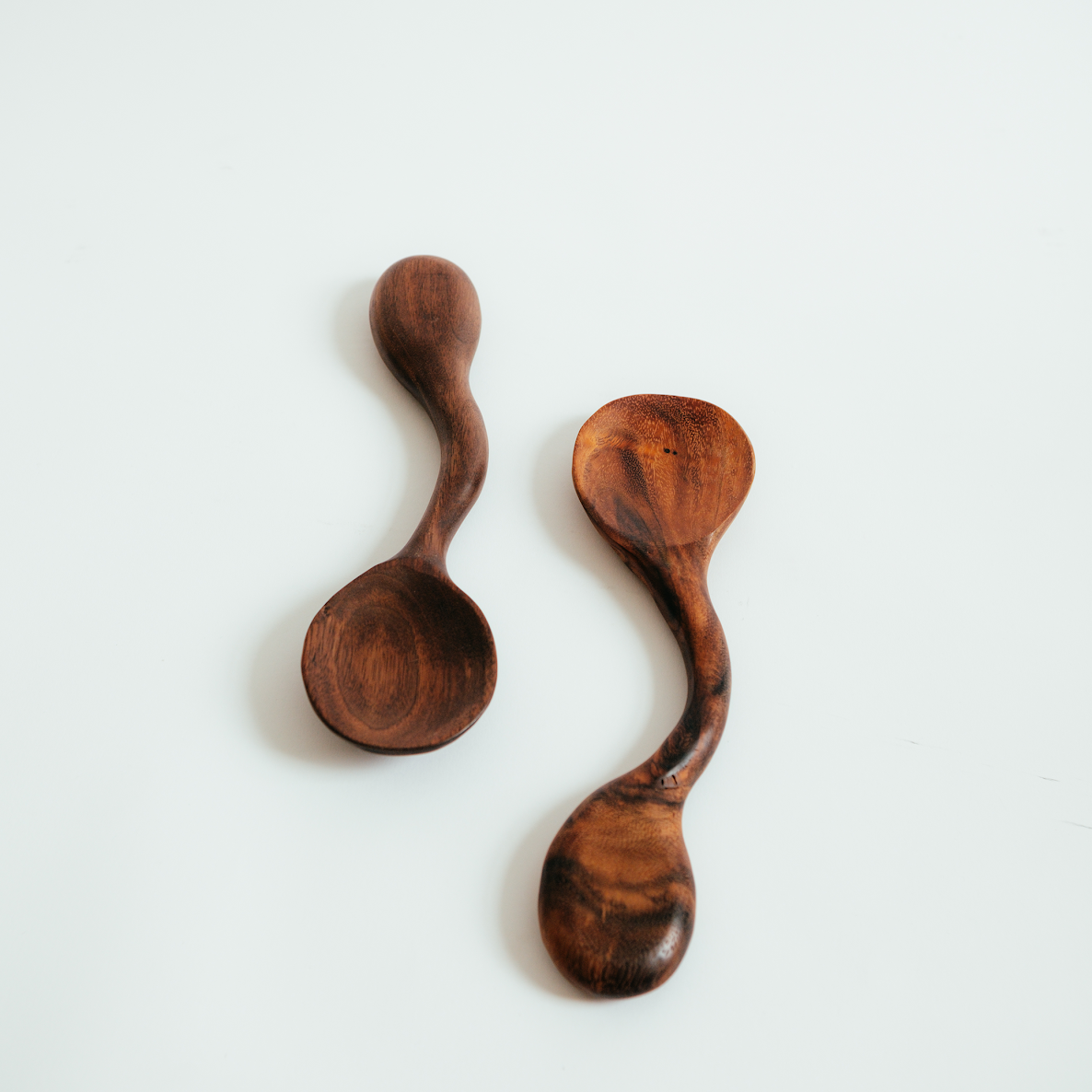 Double Sided Short Salad Spoon Set | Walnut