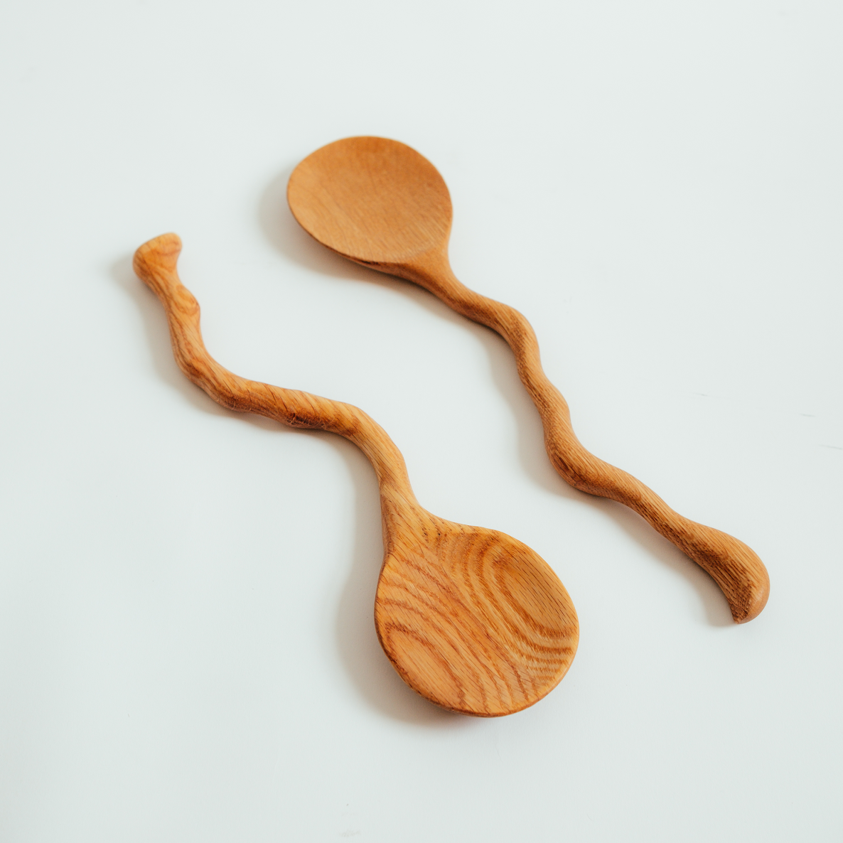 Short Salad Spoon Set | Oak