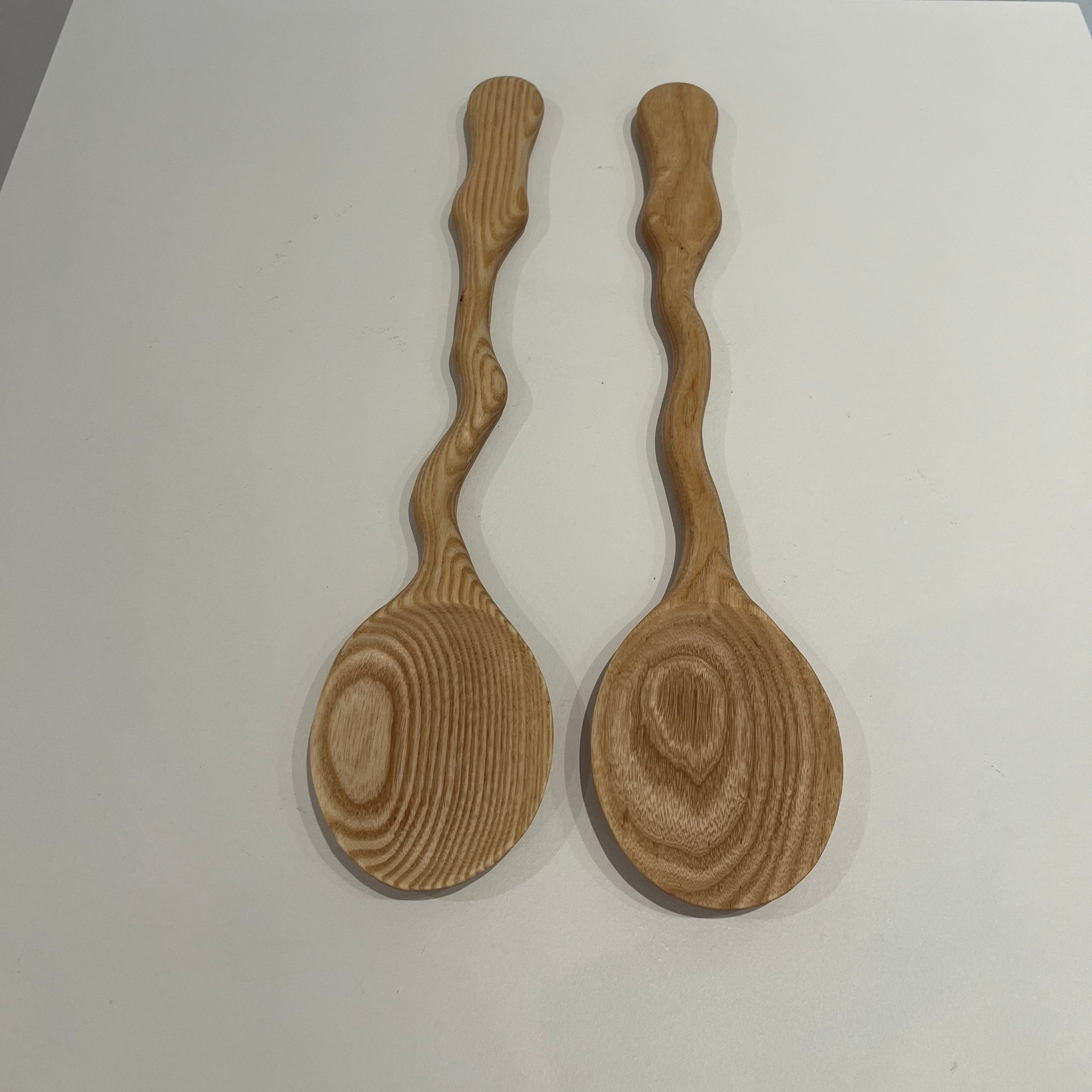 Wavy Salad Serving Set | Oak