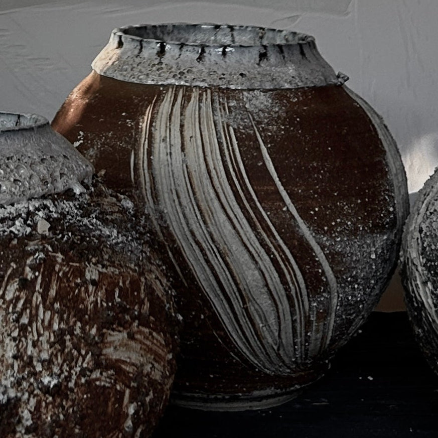 Painterly Large Vase | Brown Lines