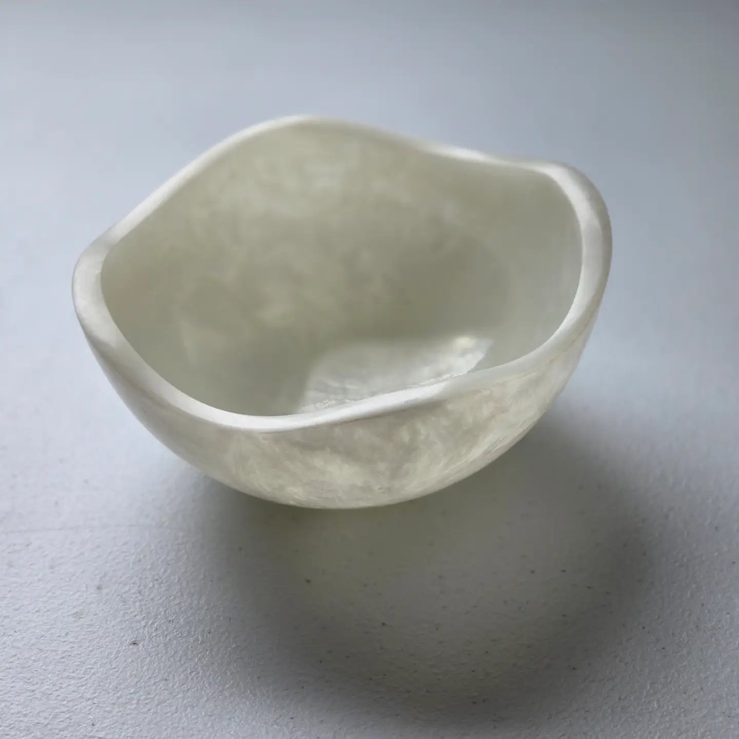 Hand Poured Resin Small Bowl - Glossy Finish in White