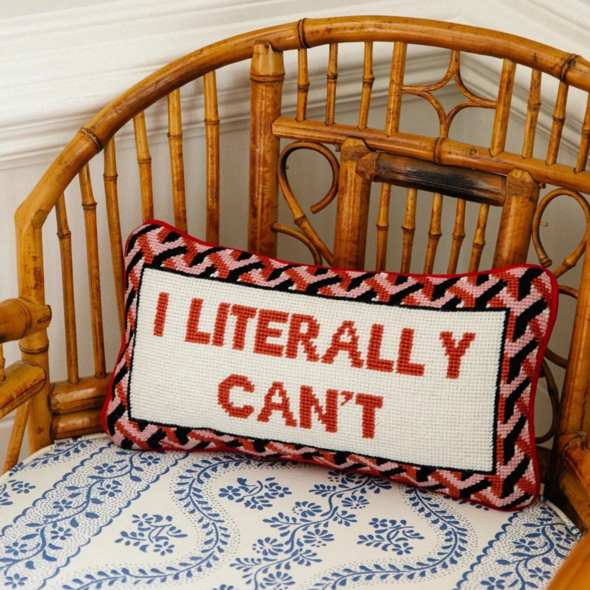 I Literally Can't Needlepoint Pillow