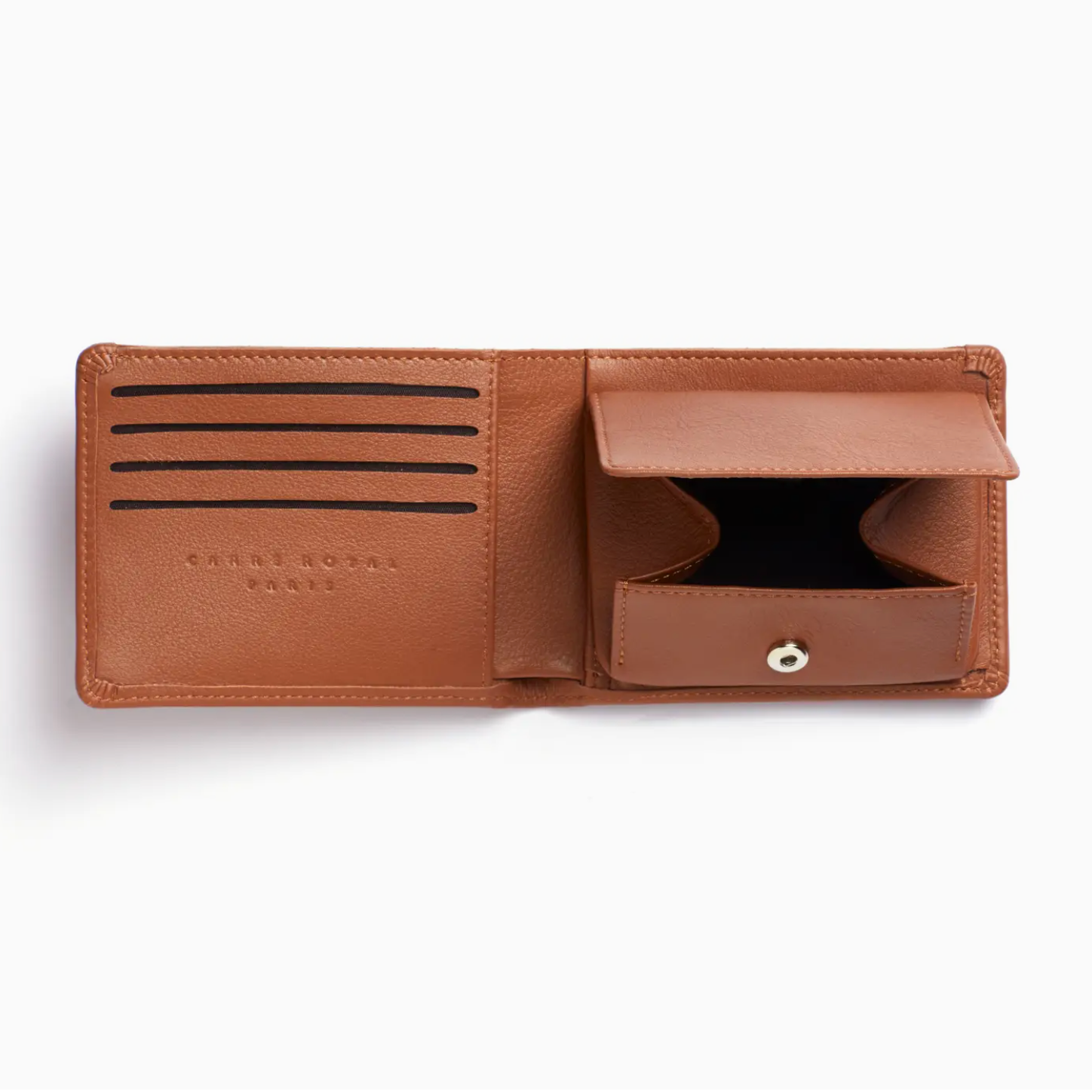 Tan Minimalist Wallet With Coin Pocket