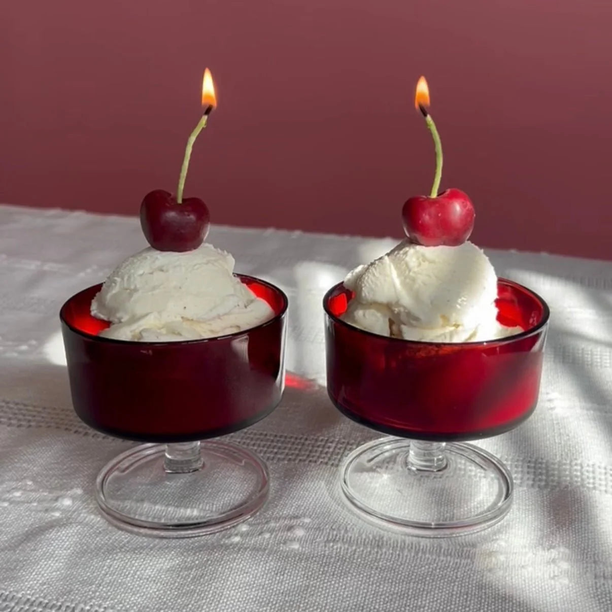 Beeswax Dark Cherry Birthday Candles | Set of 10