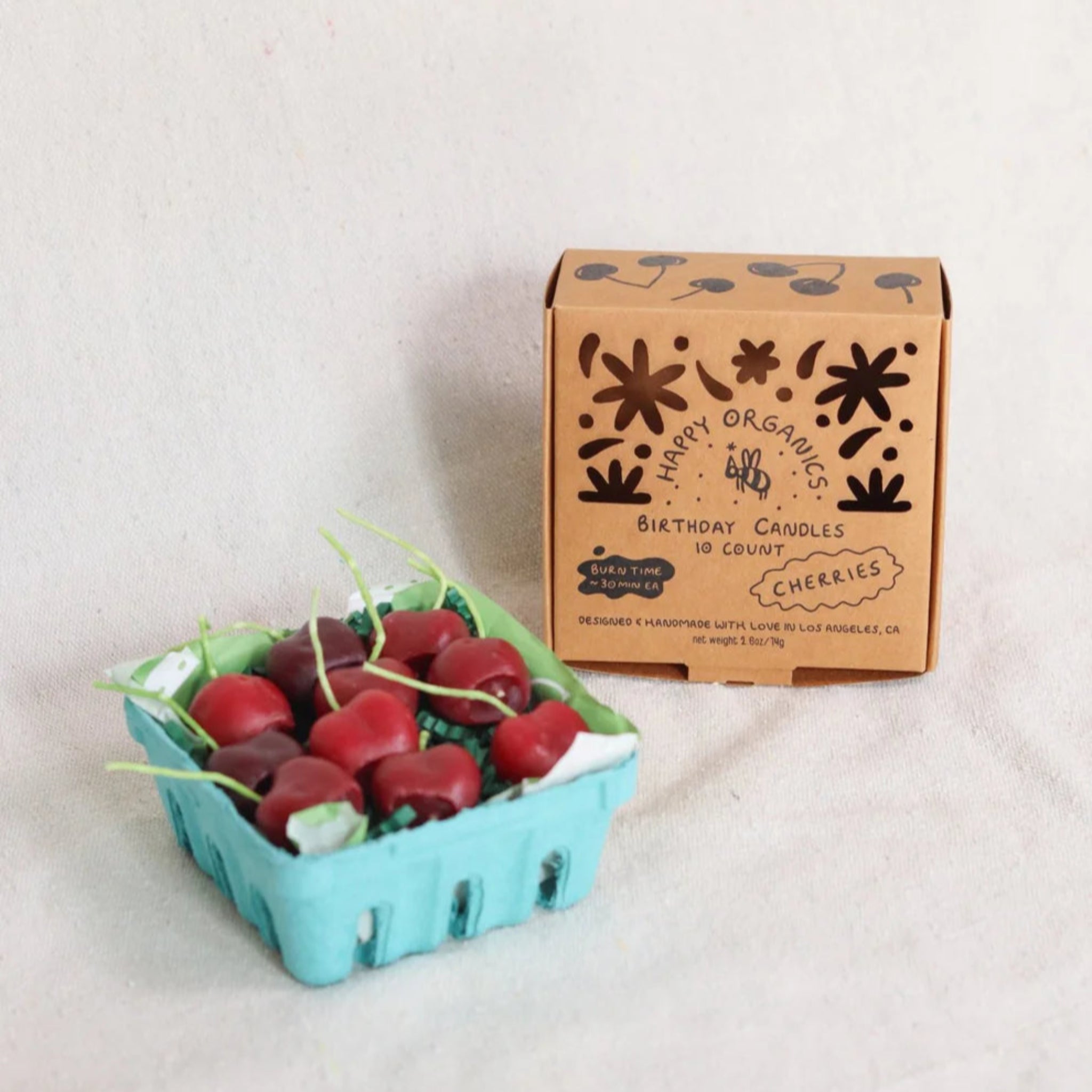 Beeswax Cherry Birthday Candles | Set of 10