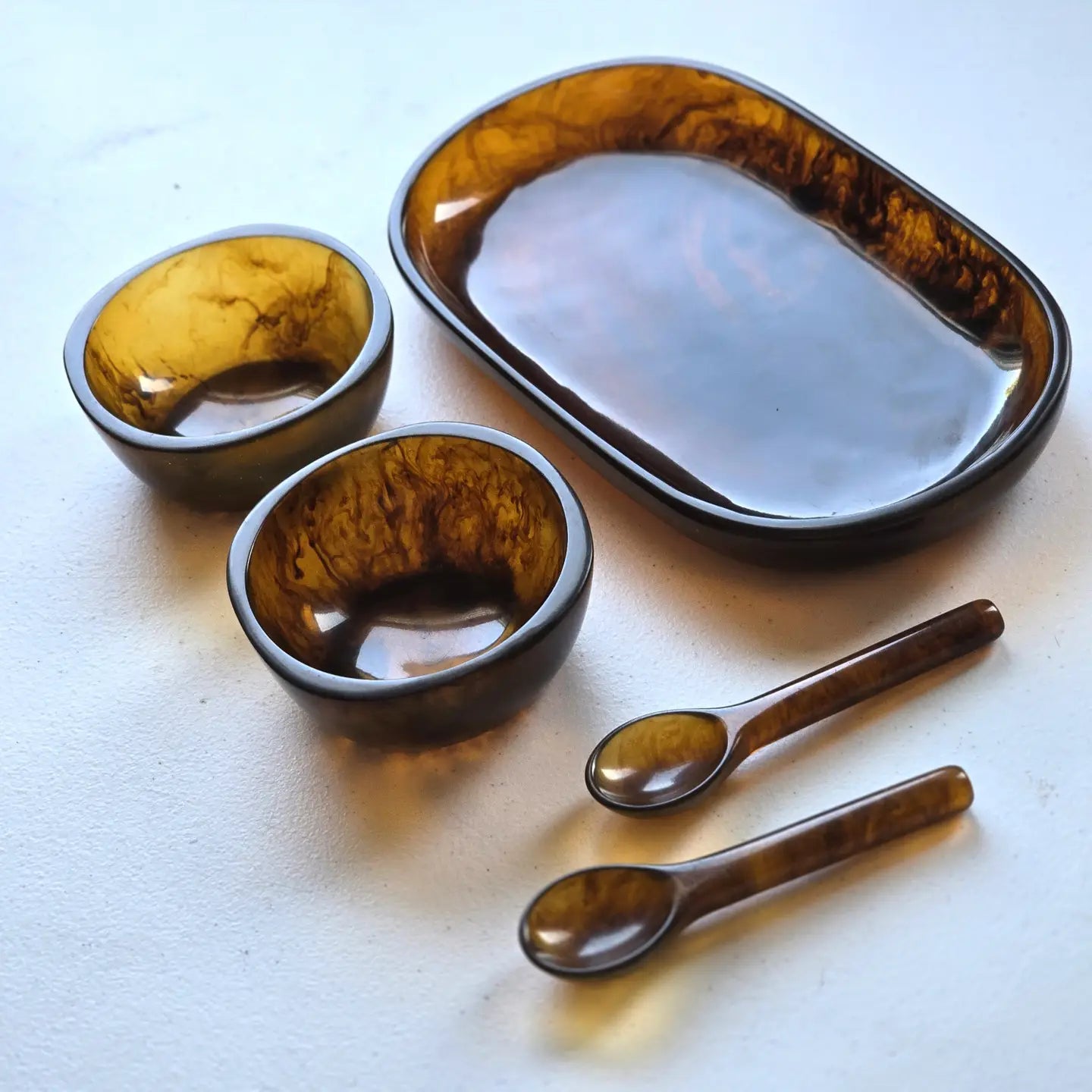 Small Serving Set - Resin in Amber