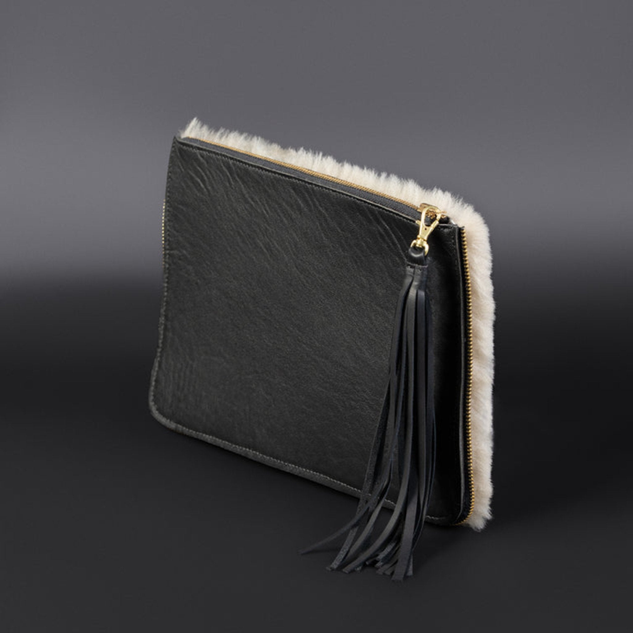 Cluny Shearling Ivory Clutch