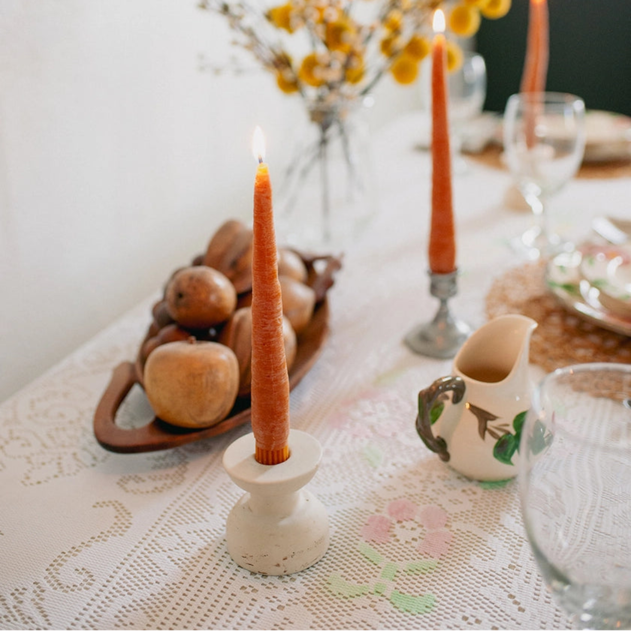 Beeswax Carrot Taper Candle | Pair