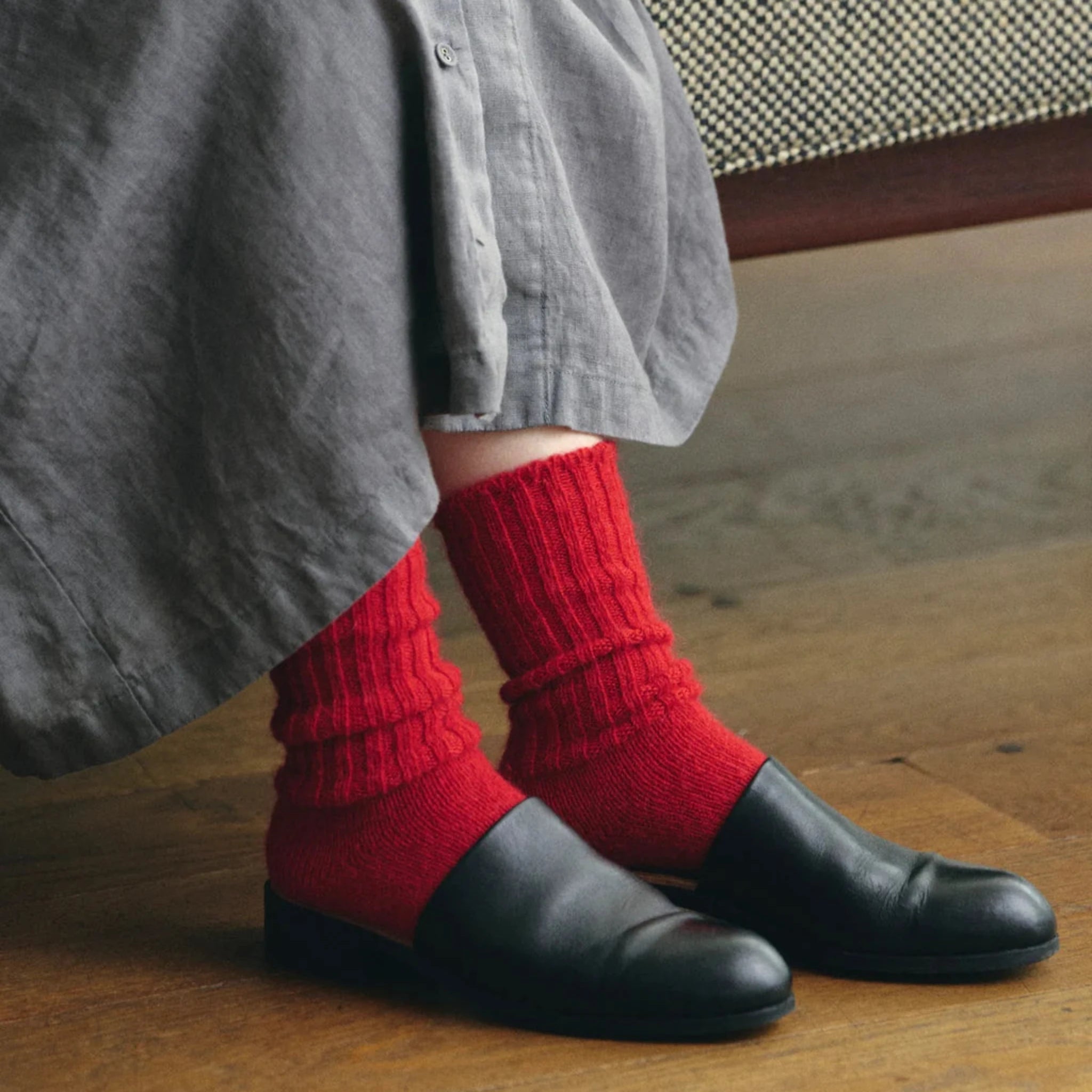 Mohair Socks Red