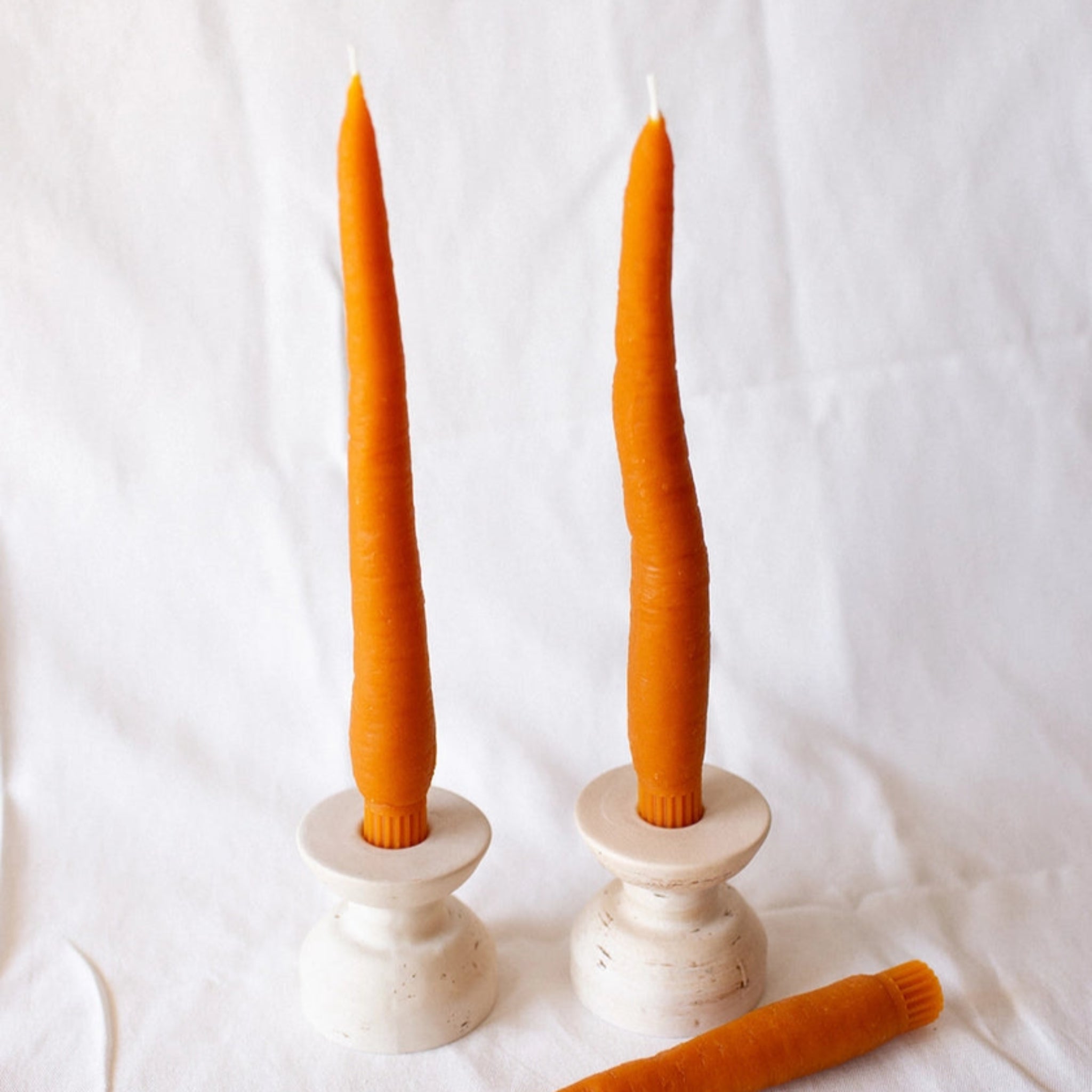 Beeswax Carrot Taper Candle | Pair
