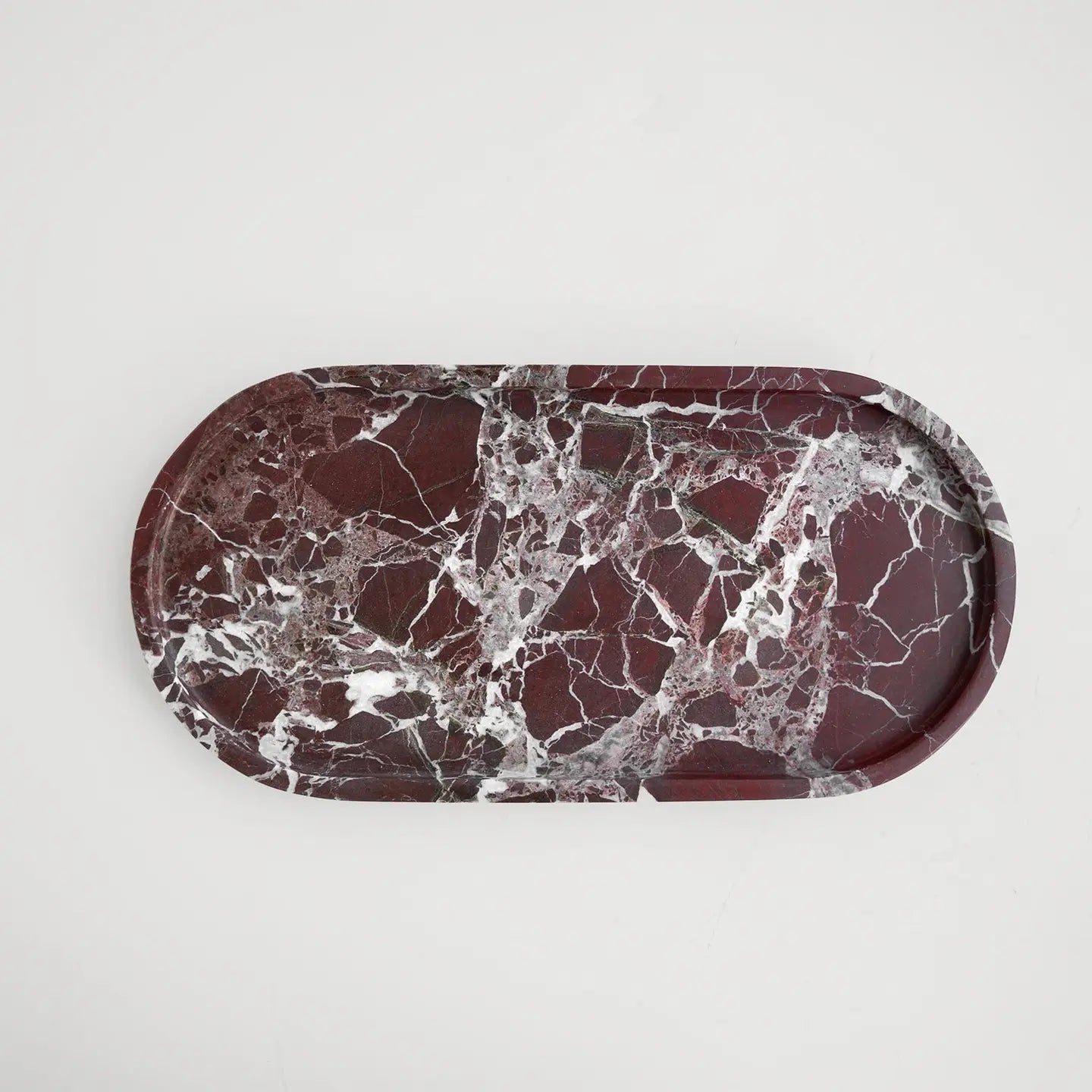 Rosso Levanto Marble Oval Tray