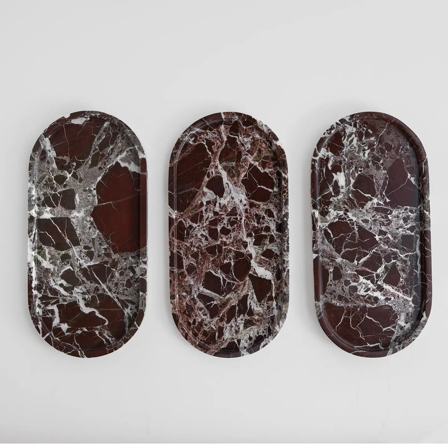 Rosso Levanto Marble Oval Tray