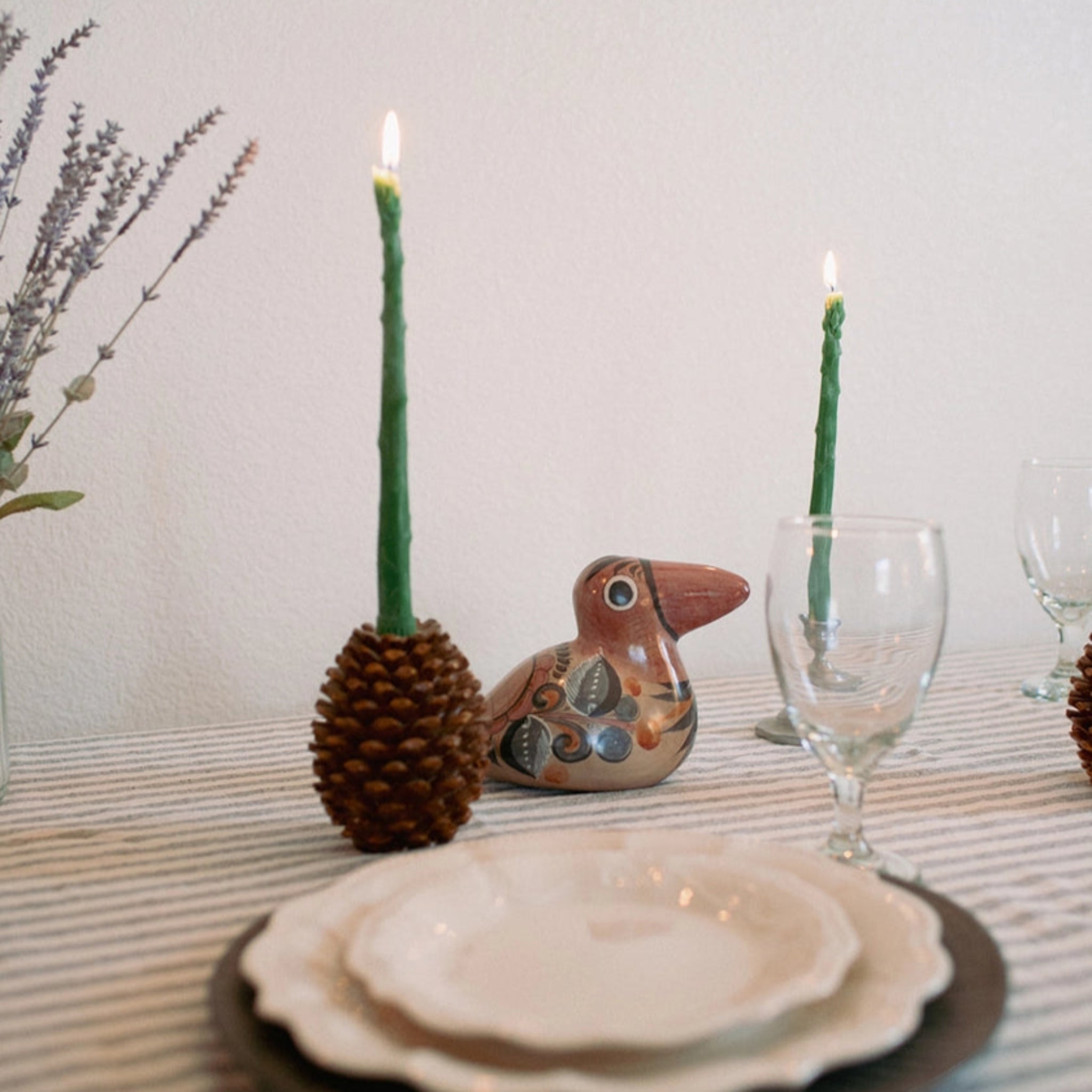 Beeswax Asparagus Taper Candle | Pair