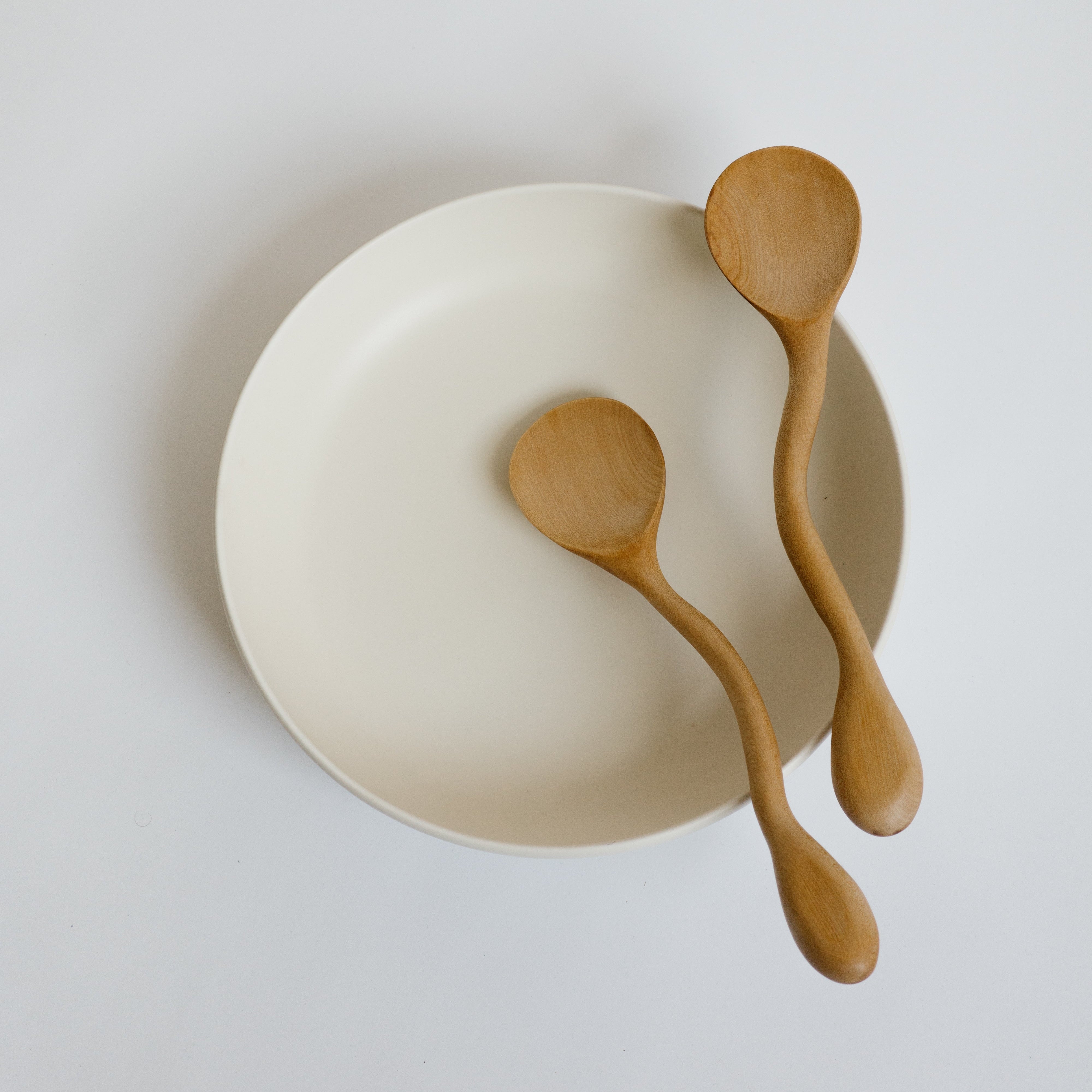 Short Wave Salad Serving Set | Maple