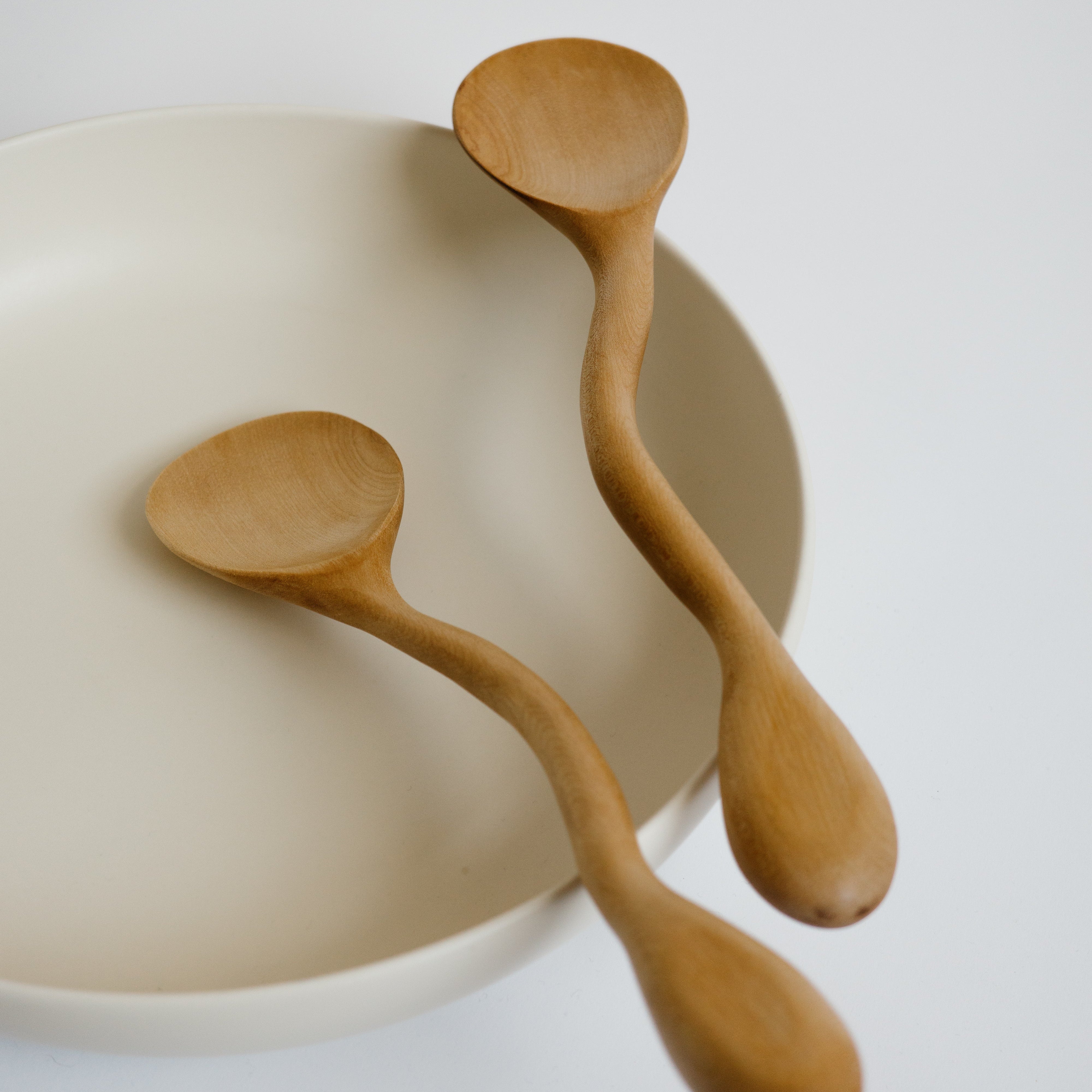 Short Wave Salad Serving Set | Maple
