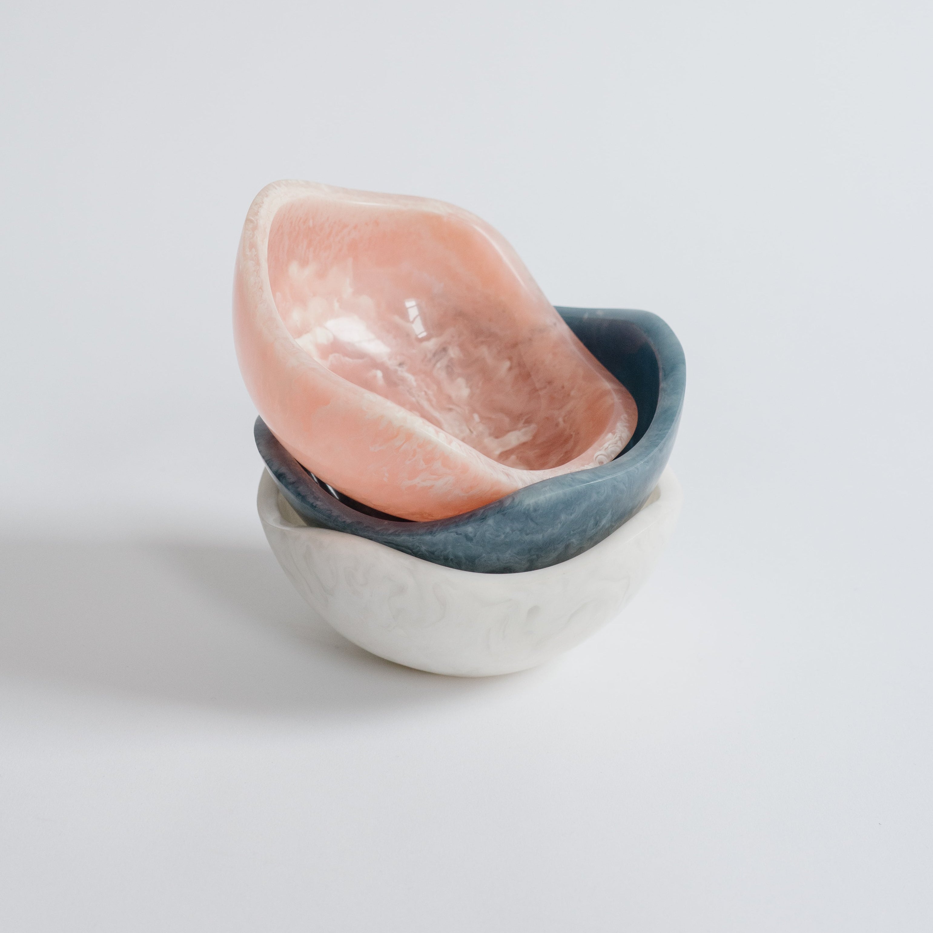 Hand Poured Resin Small Bowl - Glossy Finish in White