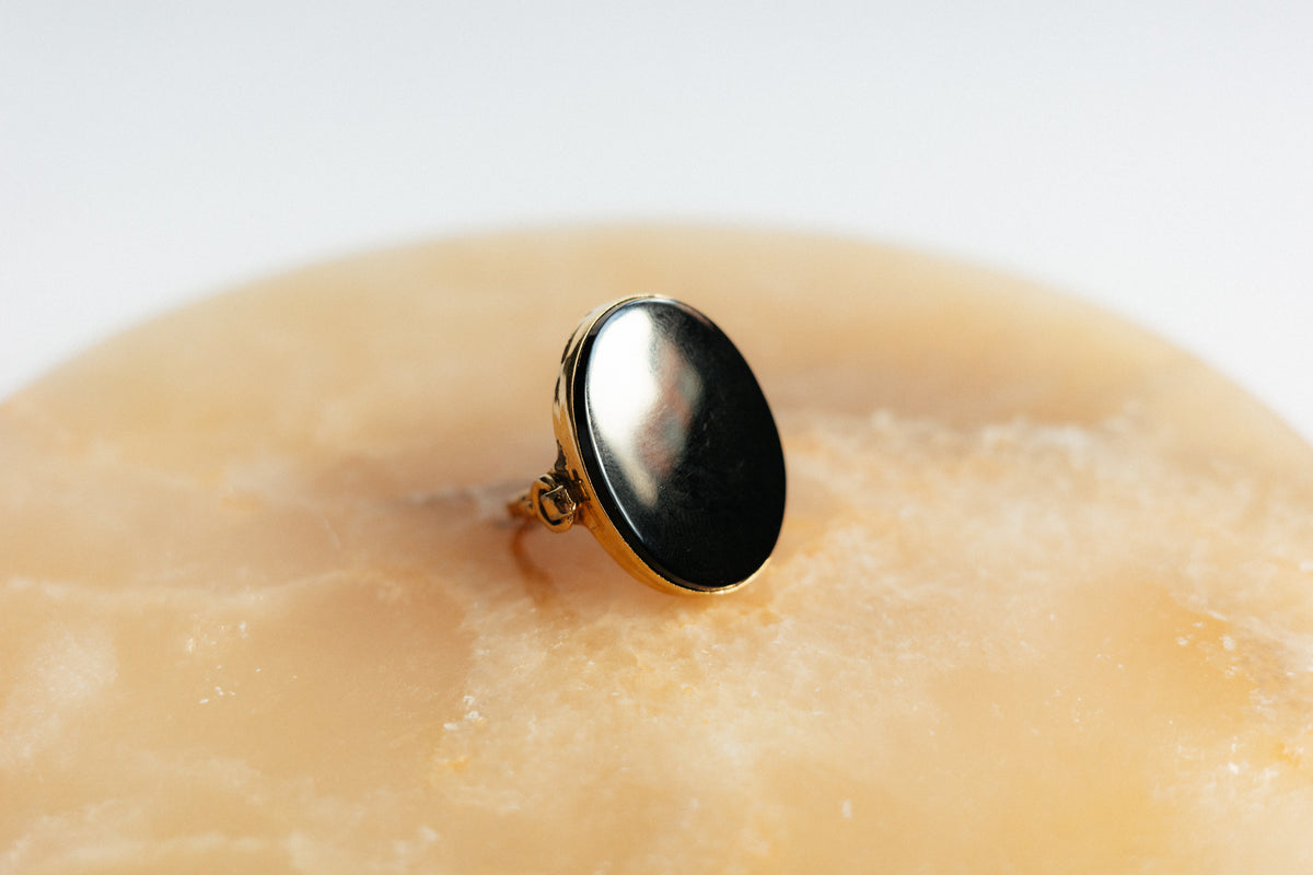 Vintage Large Black Cocktail Ring (Vendome)