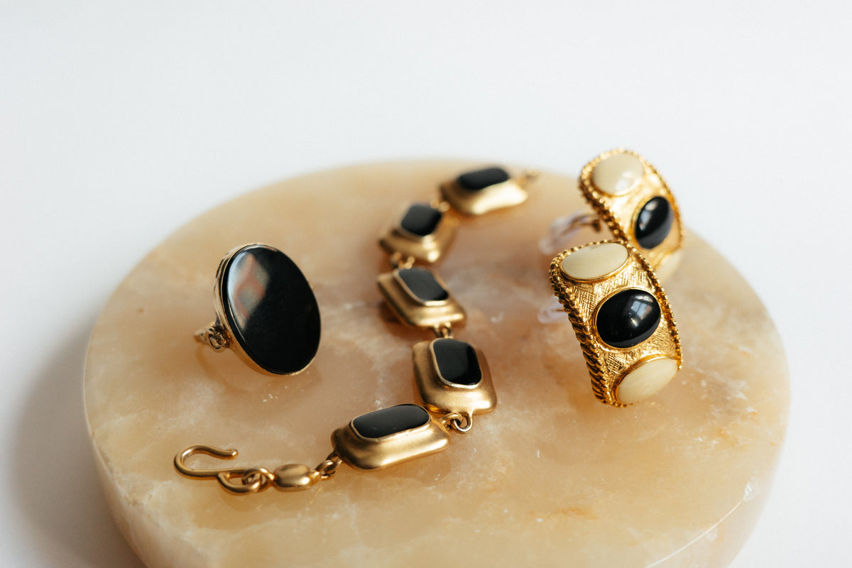Vintage Large Black Cocktail Ring (Vendome)