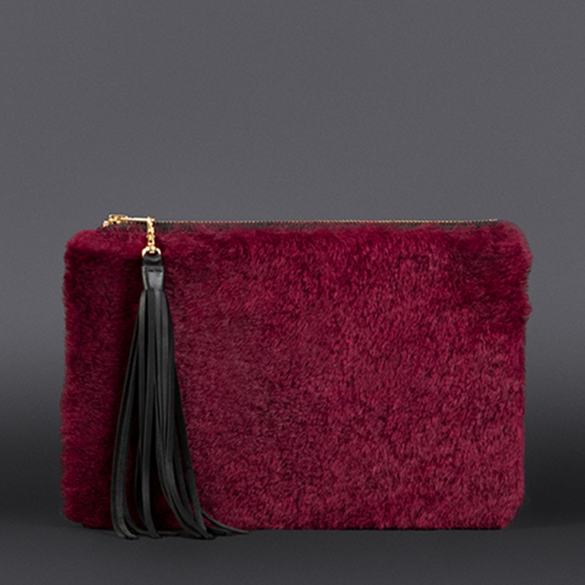 Cluny Shearling Merlot Clutch