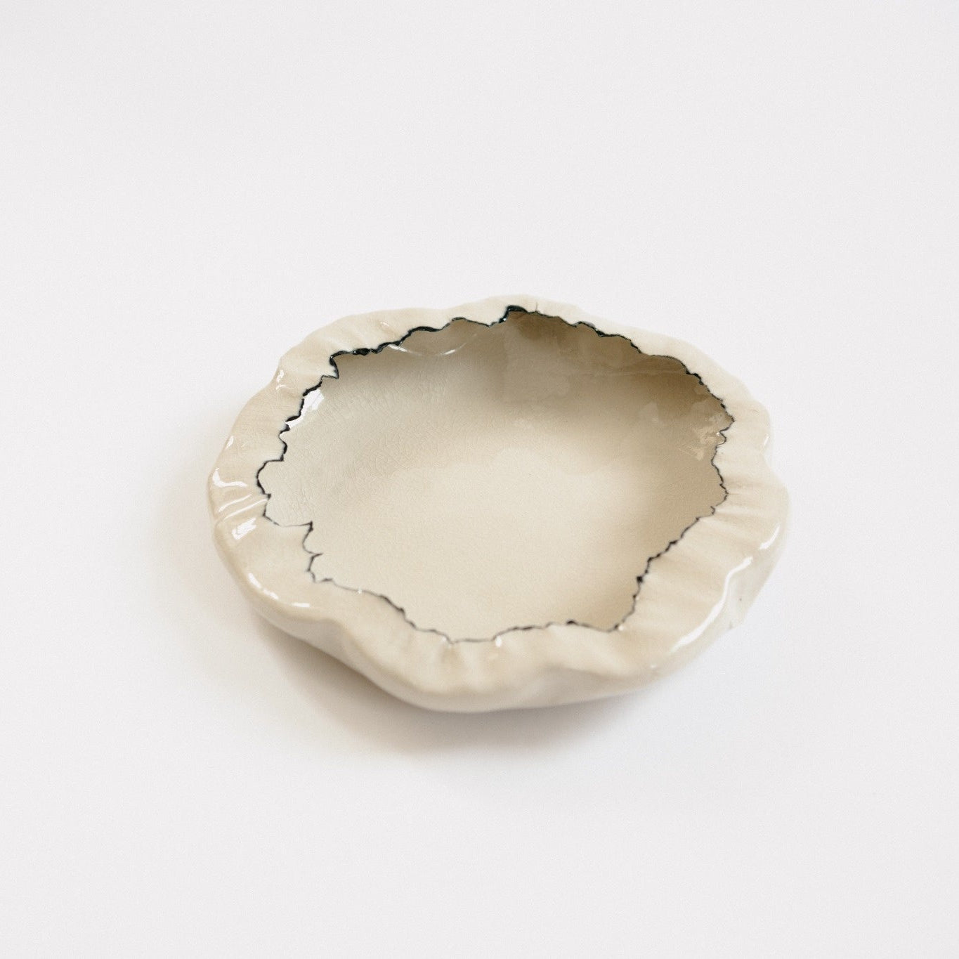 Urchin Bowl Large | Cream with Hand Painted Rim