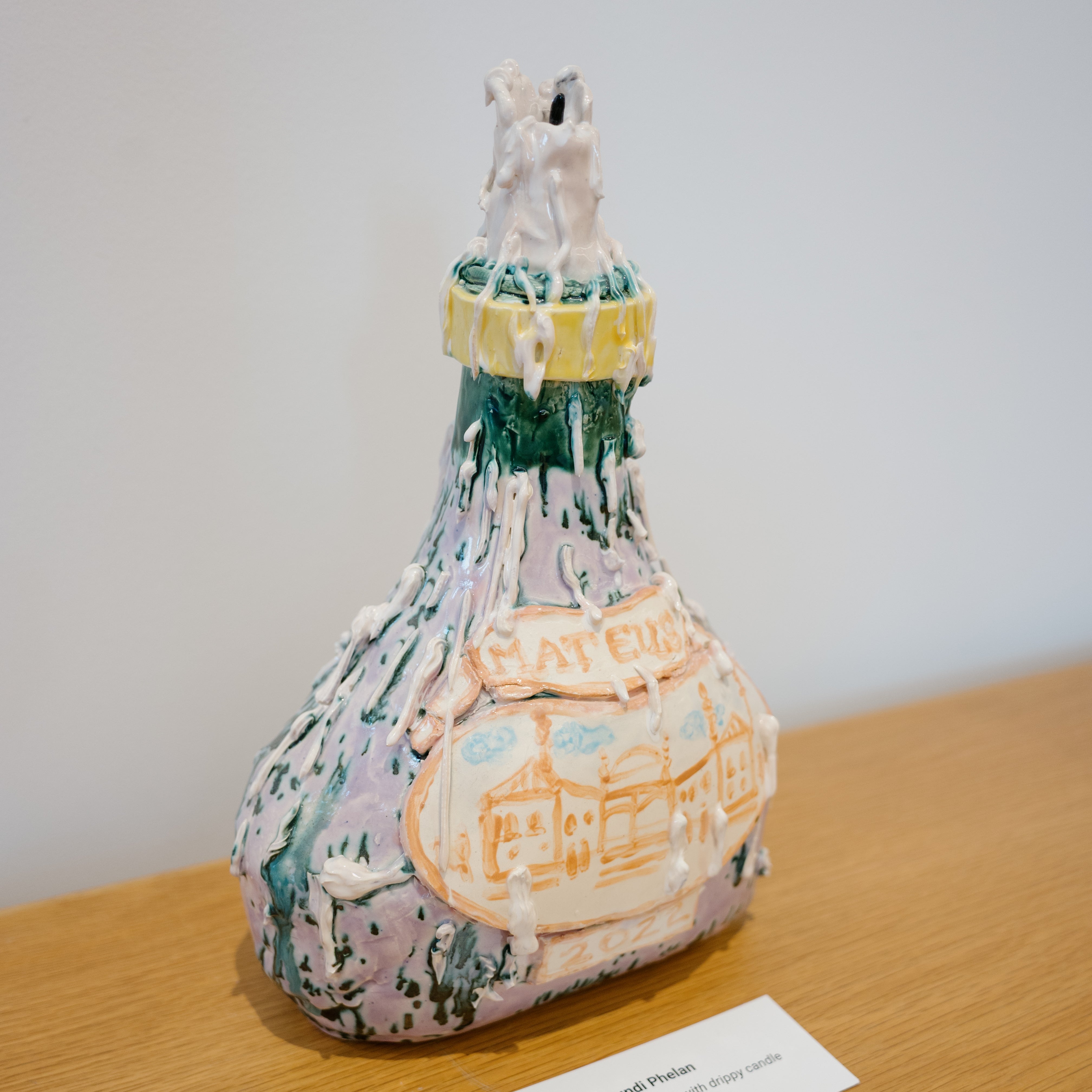 Ceramic Mateus bottle with drippy candle