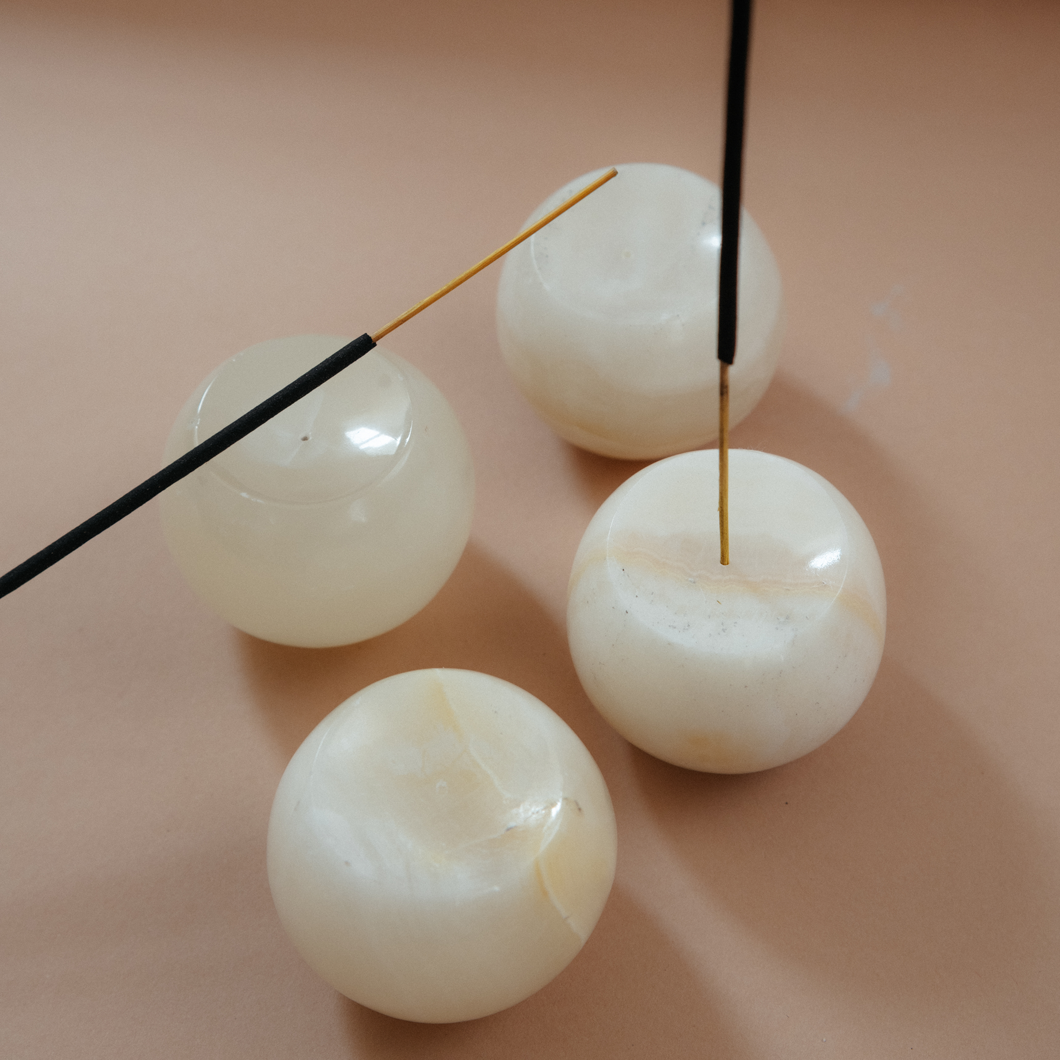 Gemstone Sphere Incense Holder - Onyx Crema