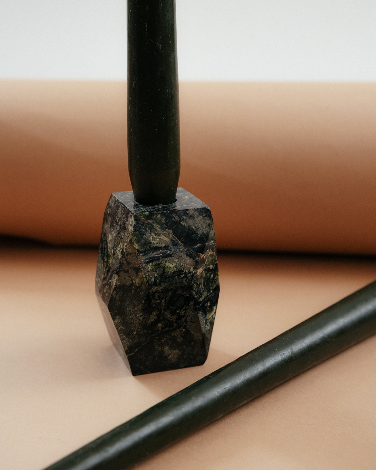 Gemstone Candle Holder - Green Serpentine