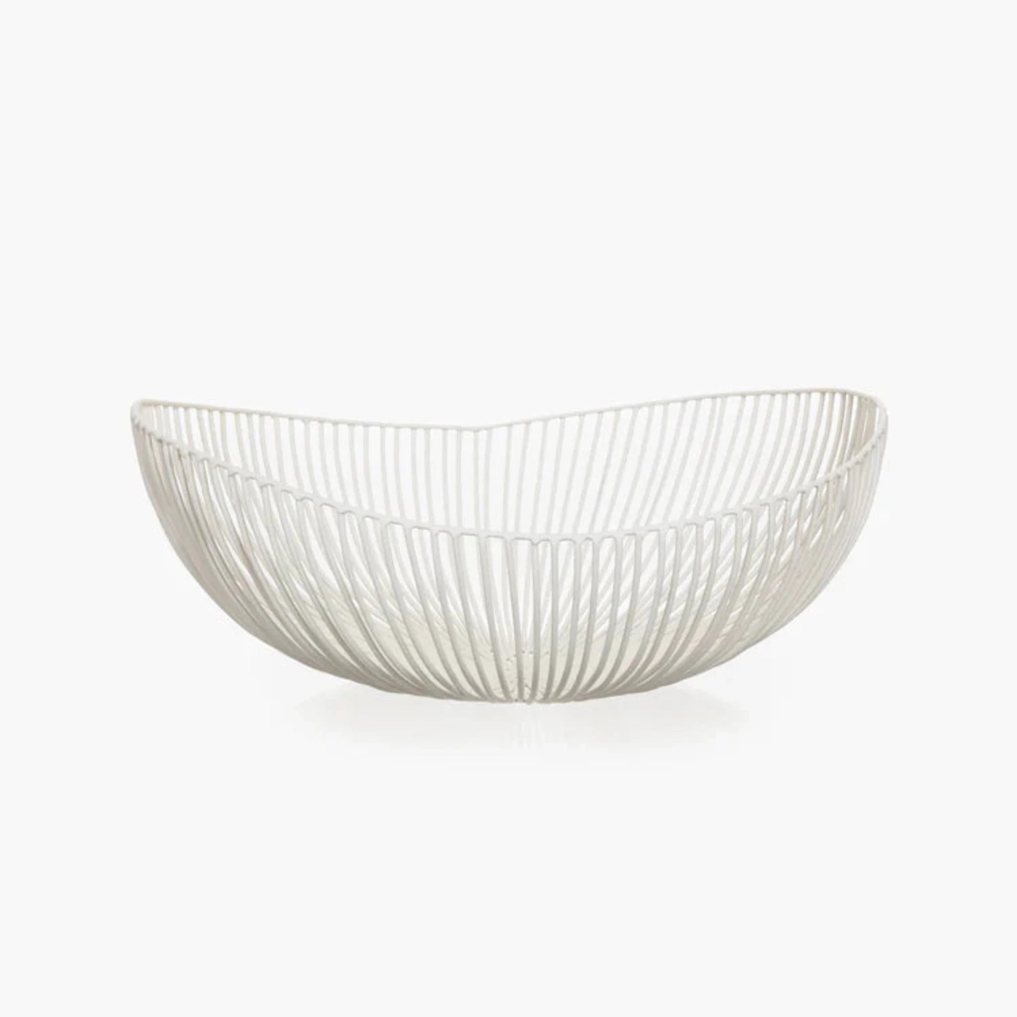 Oval Iron Basket | White